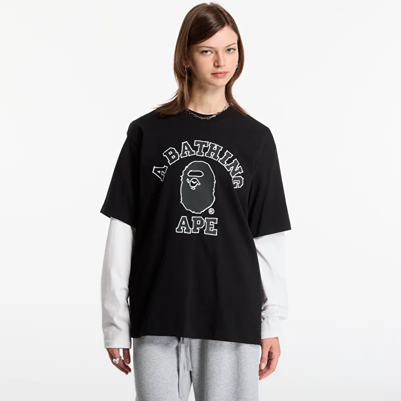 A Bathing Ape Hand Drawn Outline College Relaxed Fit Tee UNISEX Black