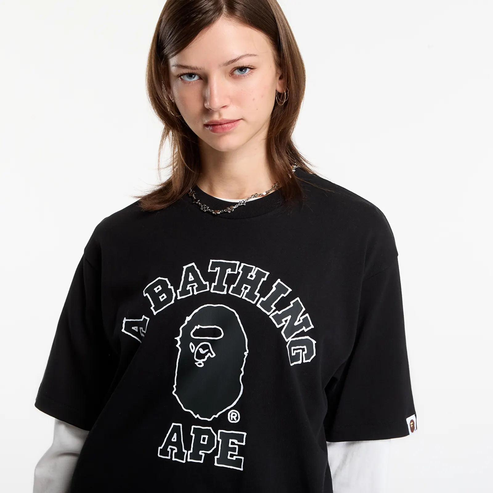 Magliette A Bathing Ape Hand Drawn Outline College Relaxed Fit Tee UNISEX Black