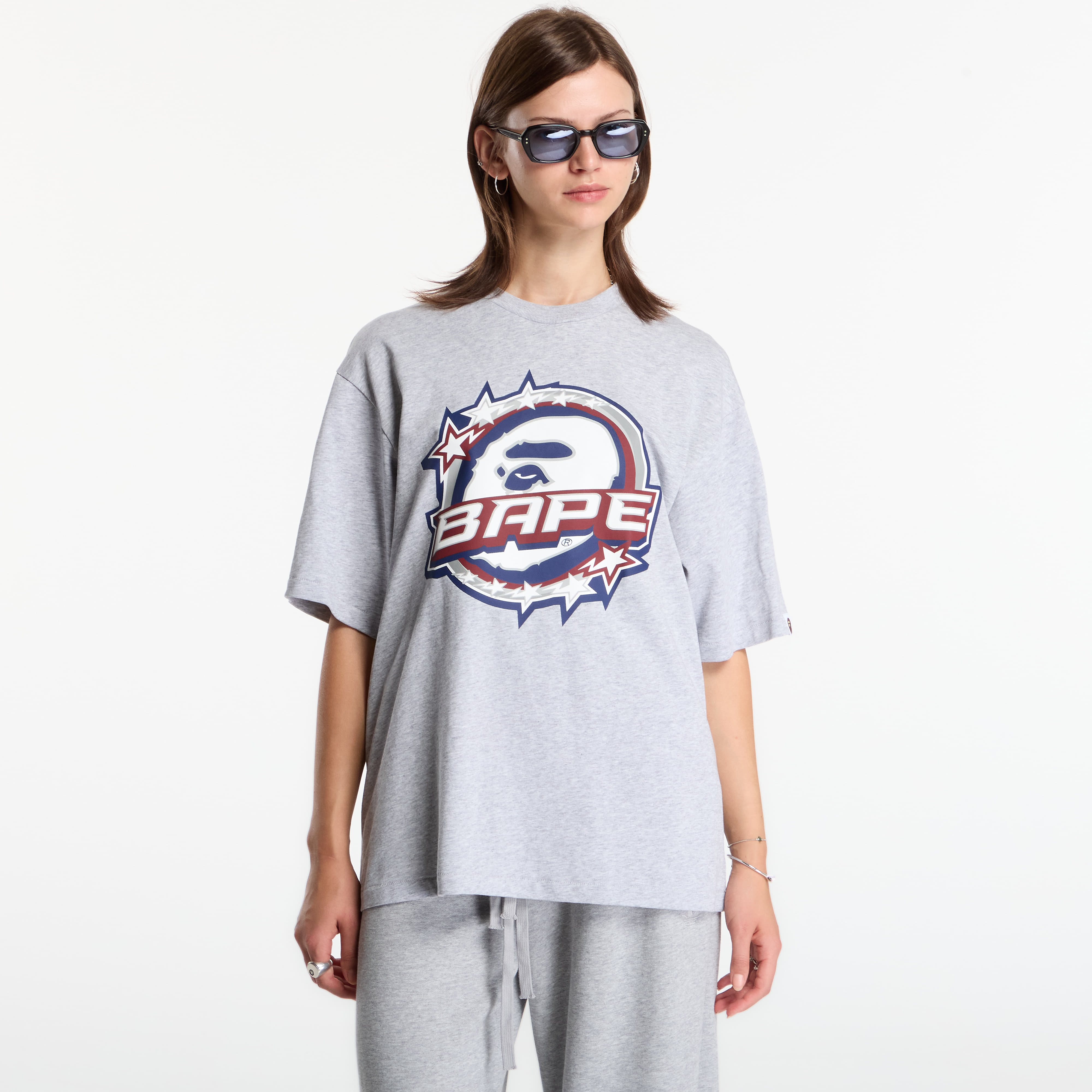 T-shirt A Bathing Ape Bape Twin Sta Logo Relaxed Fit Tee UNISEX Gray M