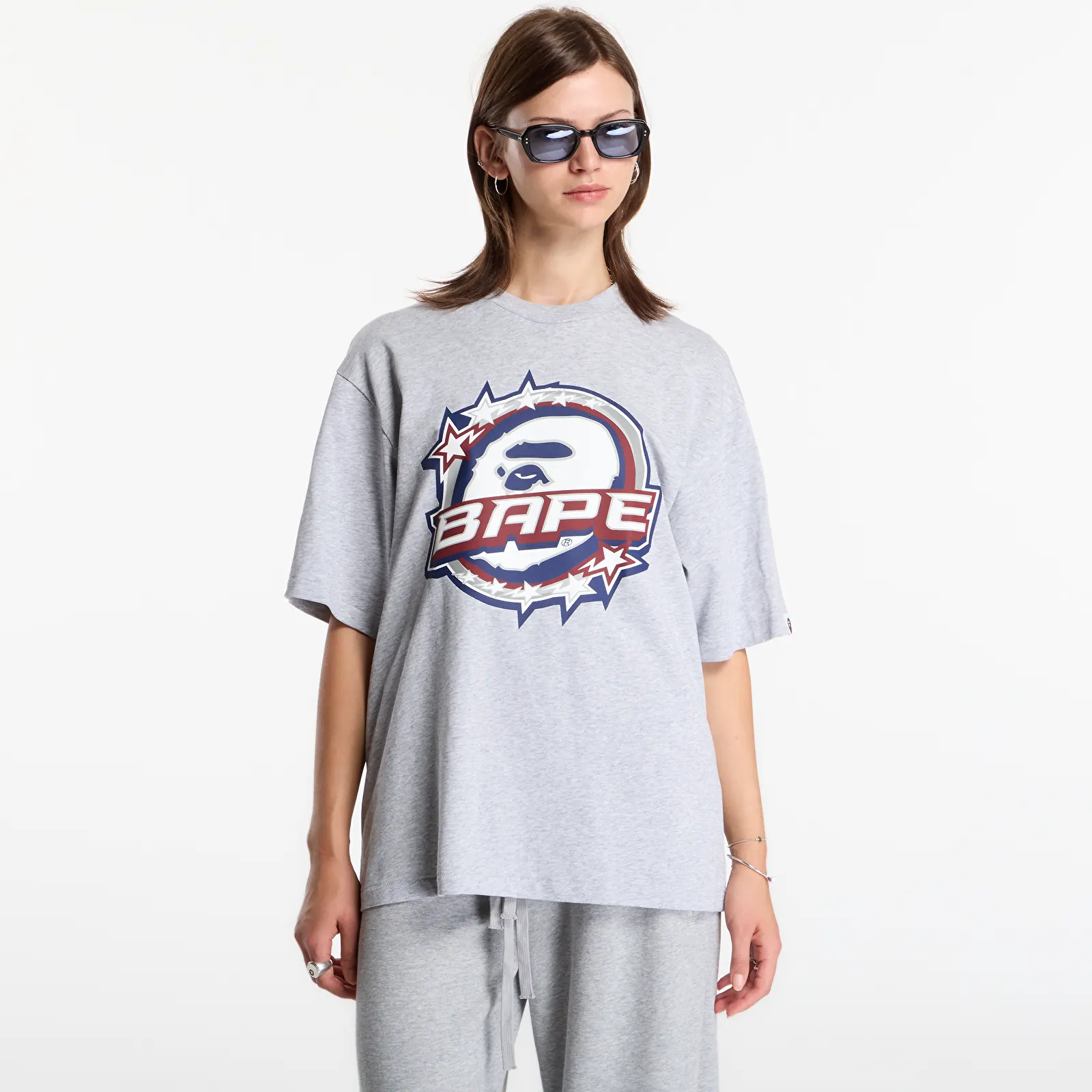 Magliette A Bathing Ape Bape Twin Sta Logo Relaxed Fit Tee UNISEX Gray