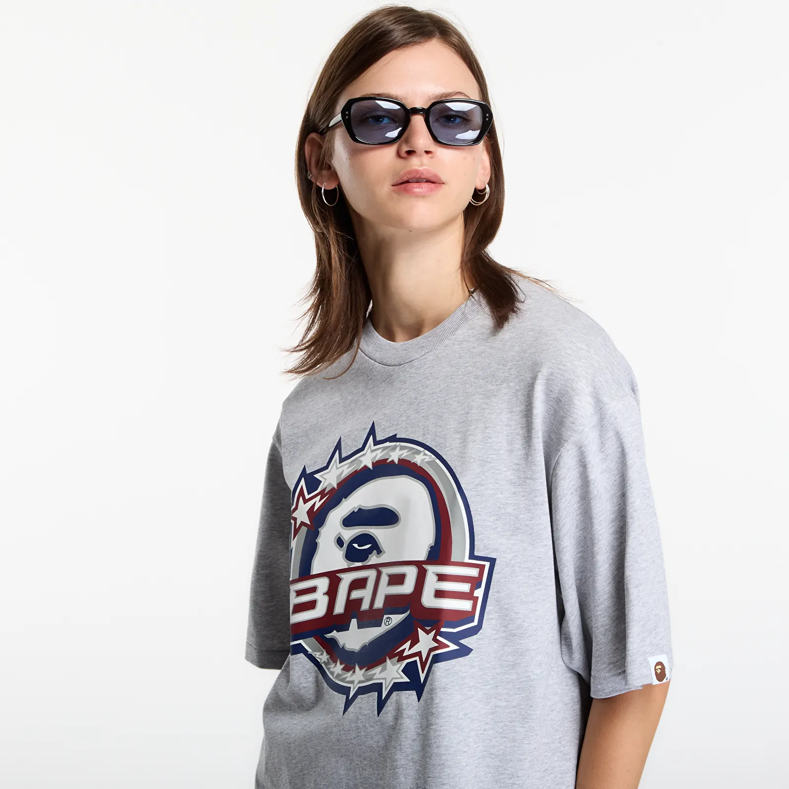 Magliette A Bathing Ape Bape Twin Sta Logo Relaxed Fit Tee UNISEX Gray