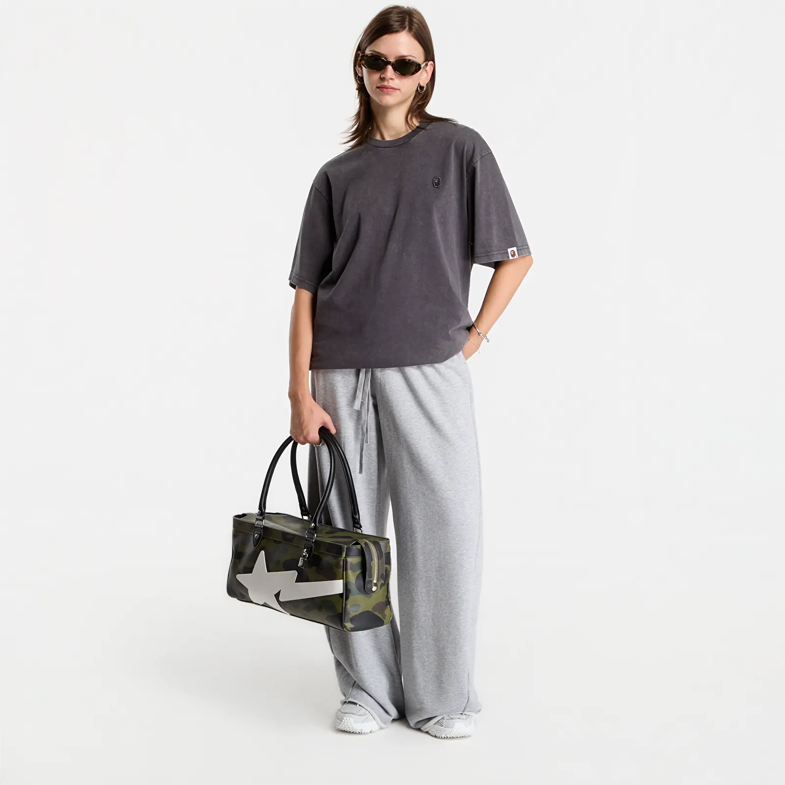 T-shirts A Bathing Ape Garment Dyed One Point Relaxed Fit Tee UNISEX Charcoal
