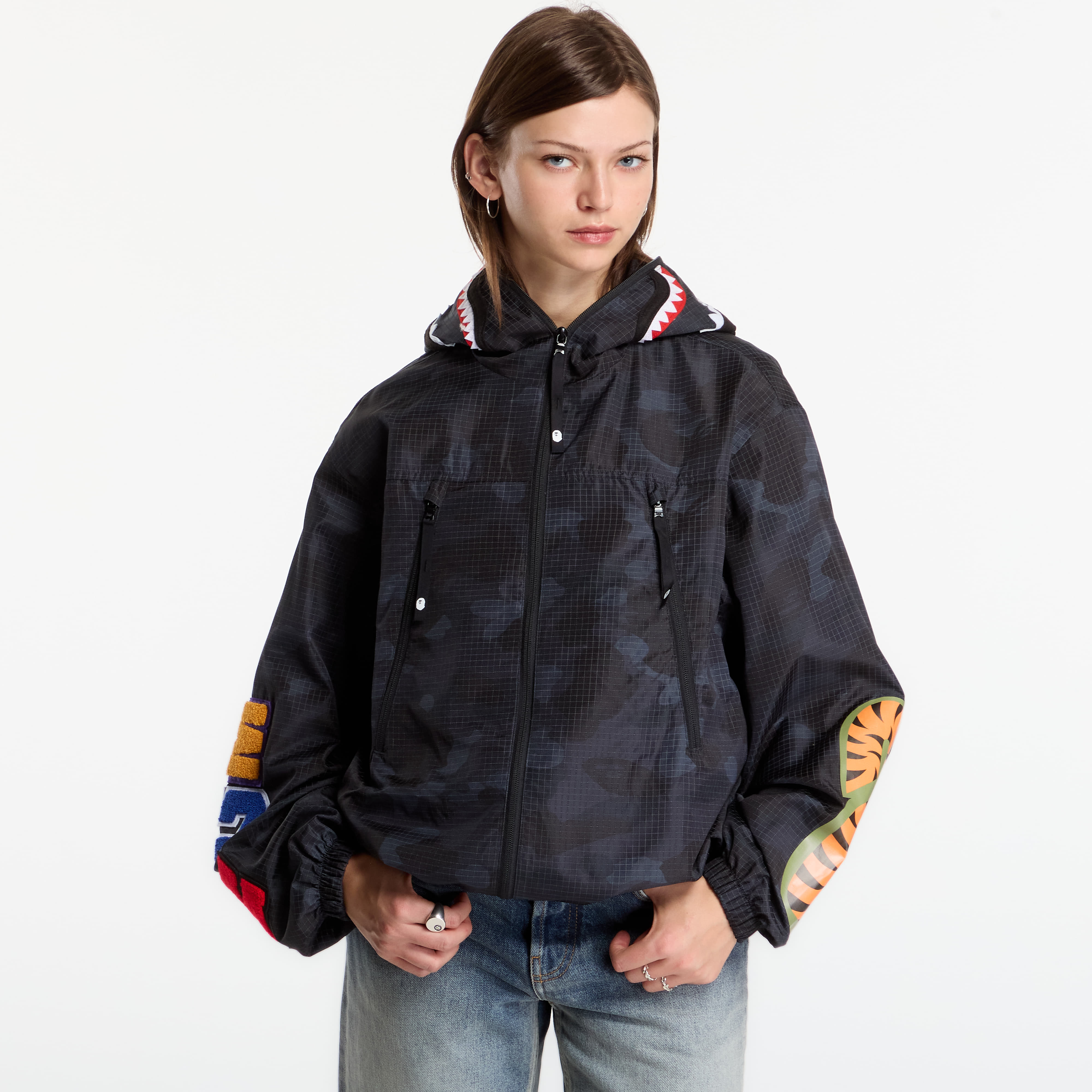 Jacket A Bathing Ape Color Camo Reflective Ripstop Shark Full Zip Jacket UNISEX Black M