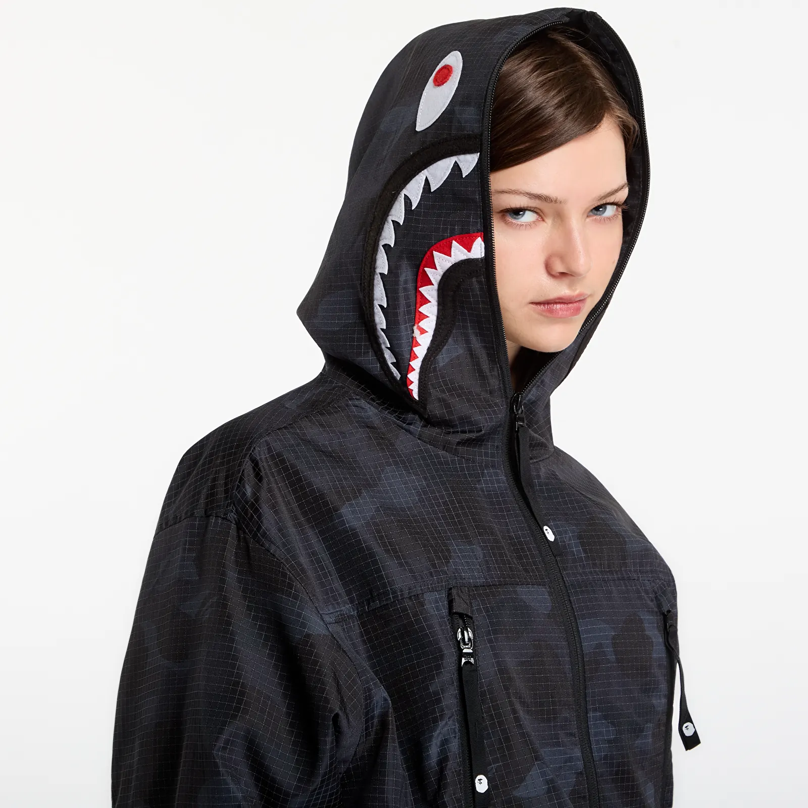 Takit A Bathing Ape Color Camo Reflective Ripstop Shark Full Zip Jacket UNISEX Black