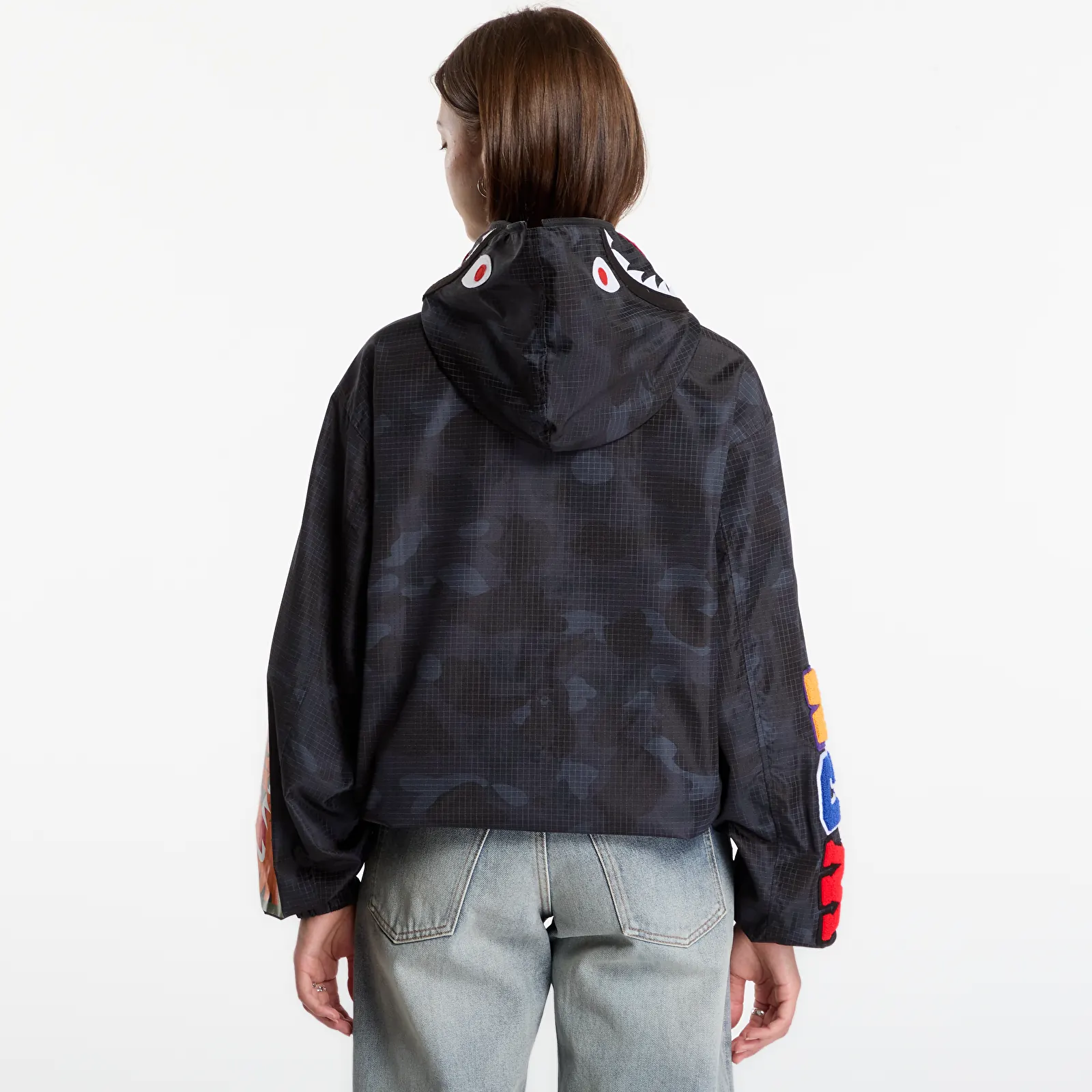 Takit A Bathing Ape Color Camo Reflective Ripstop Shark Full Zip Jacket UNISEX Black