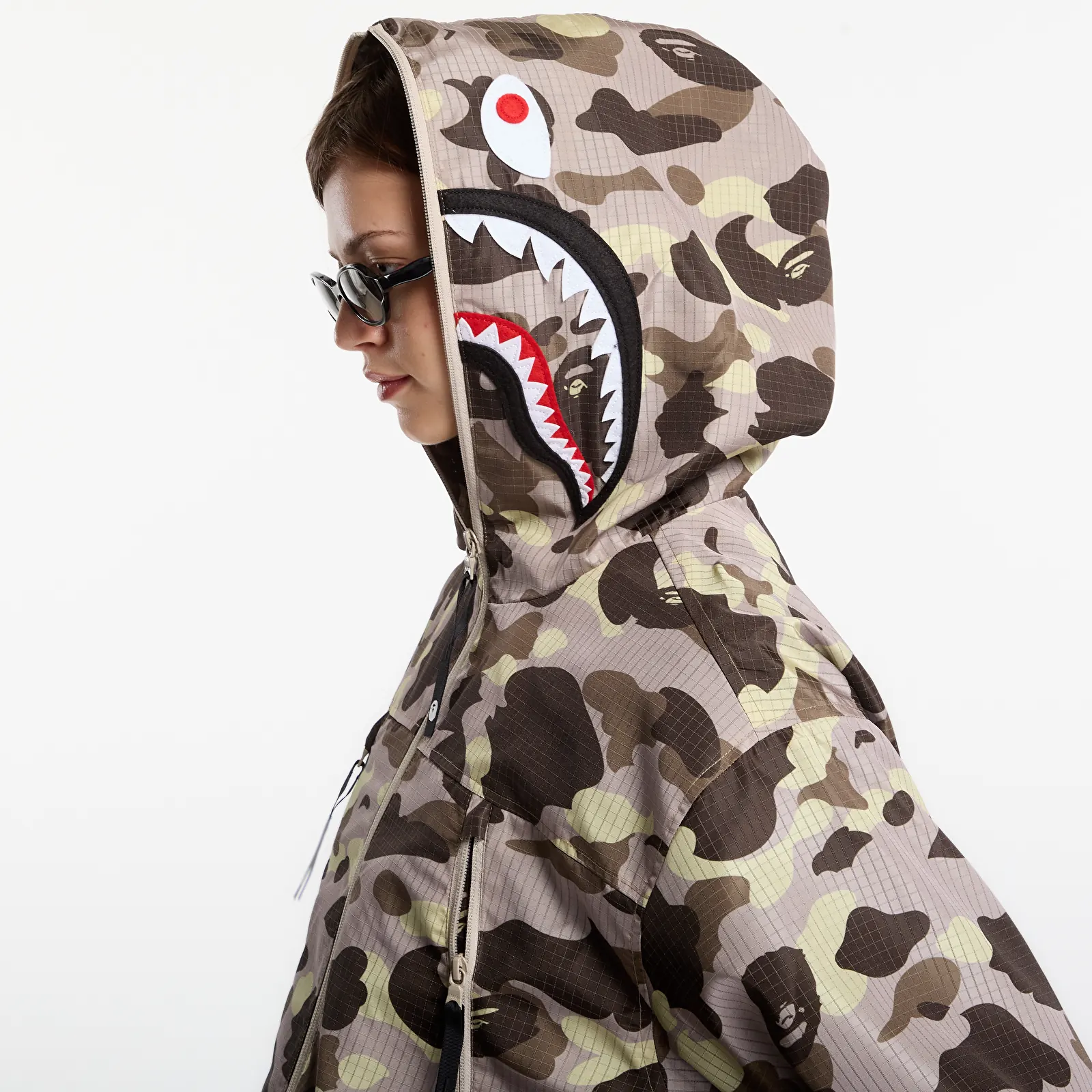 Takit A Bathing Ape Color Camo Reflective Ripstop Shark Full Zip Jacket UNISEX Brown