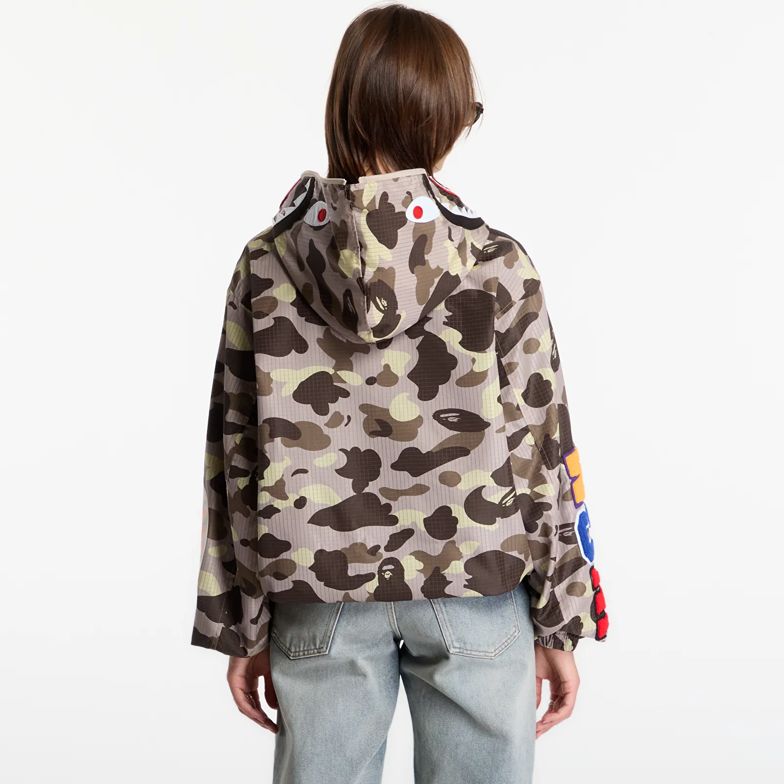 Takit A Bathing Ape Color Camo Reflective Ripstop Shark Full Zip Jacket UNISEX Brown
