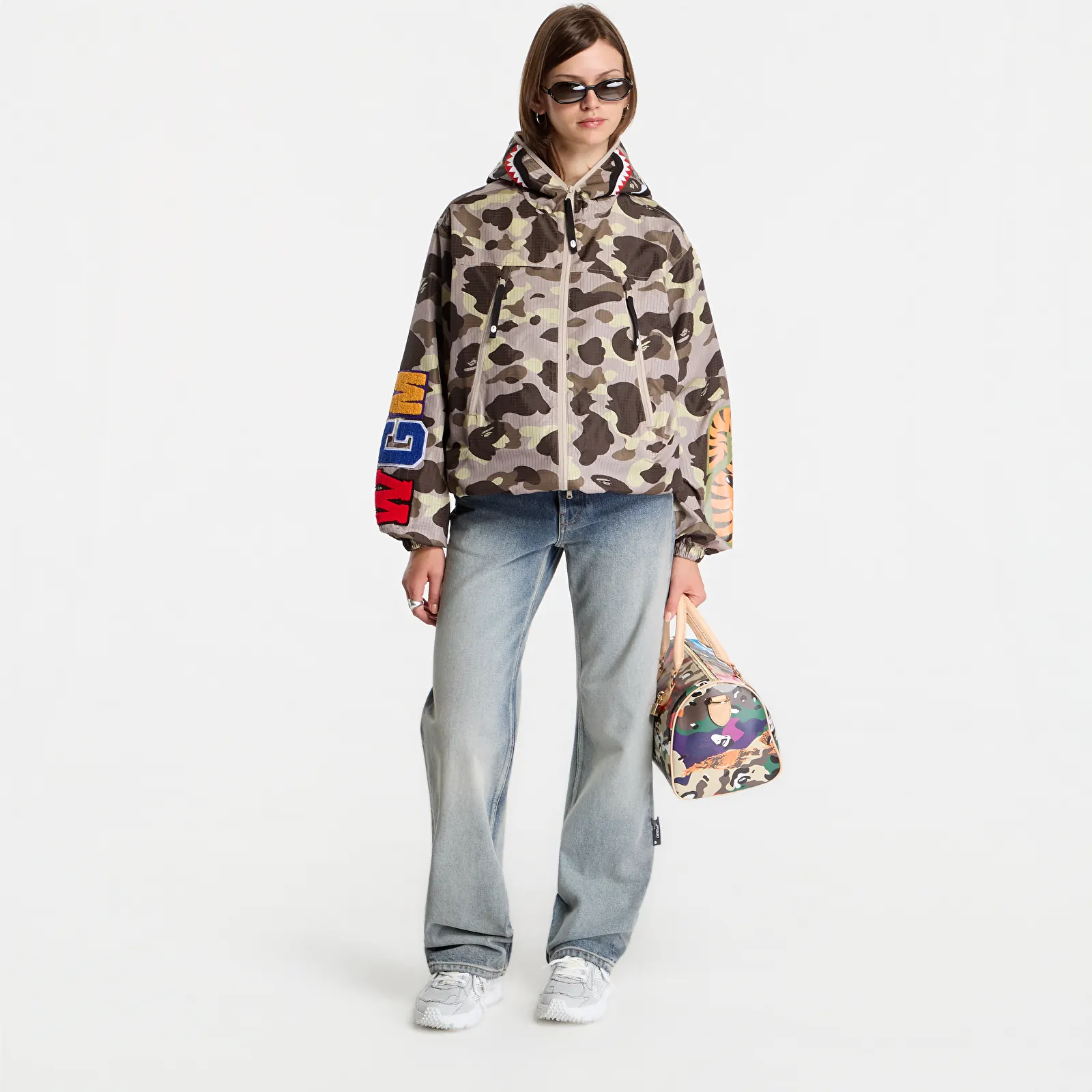 Takit A Bathing Ape Color Camo Reflective Ripstop Shark Full Zip Jacket UNISEX Brown