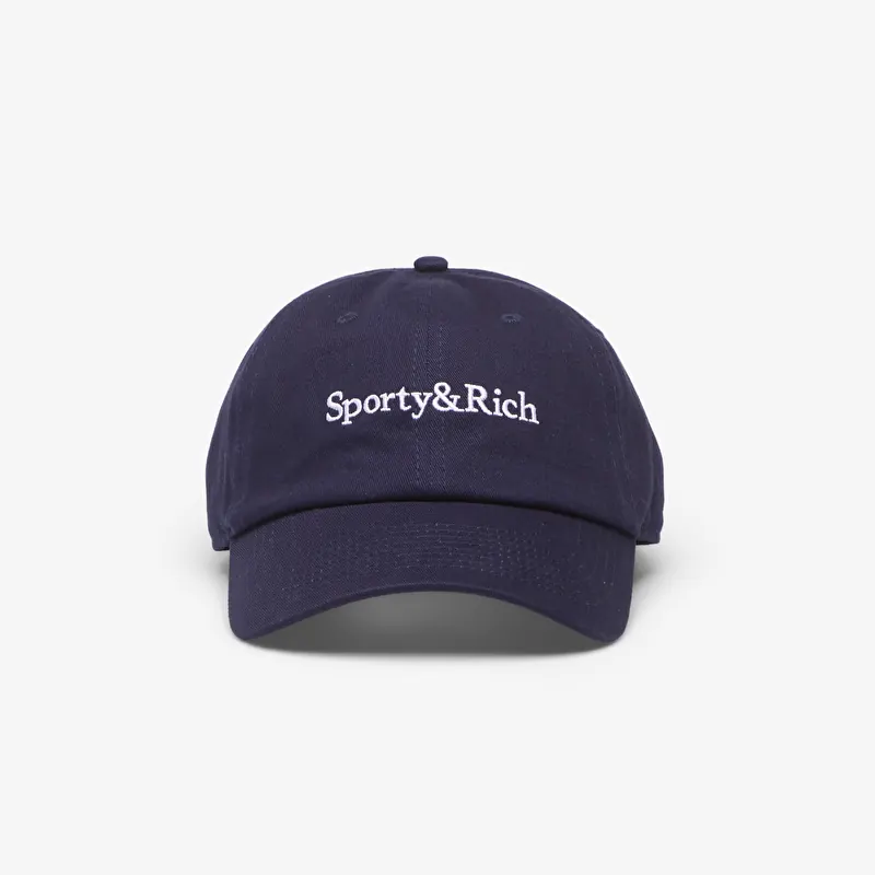 Sporty & Rich Serif Logo Hat Dark Navy