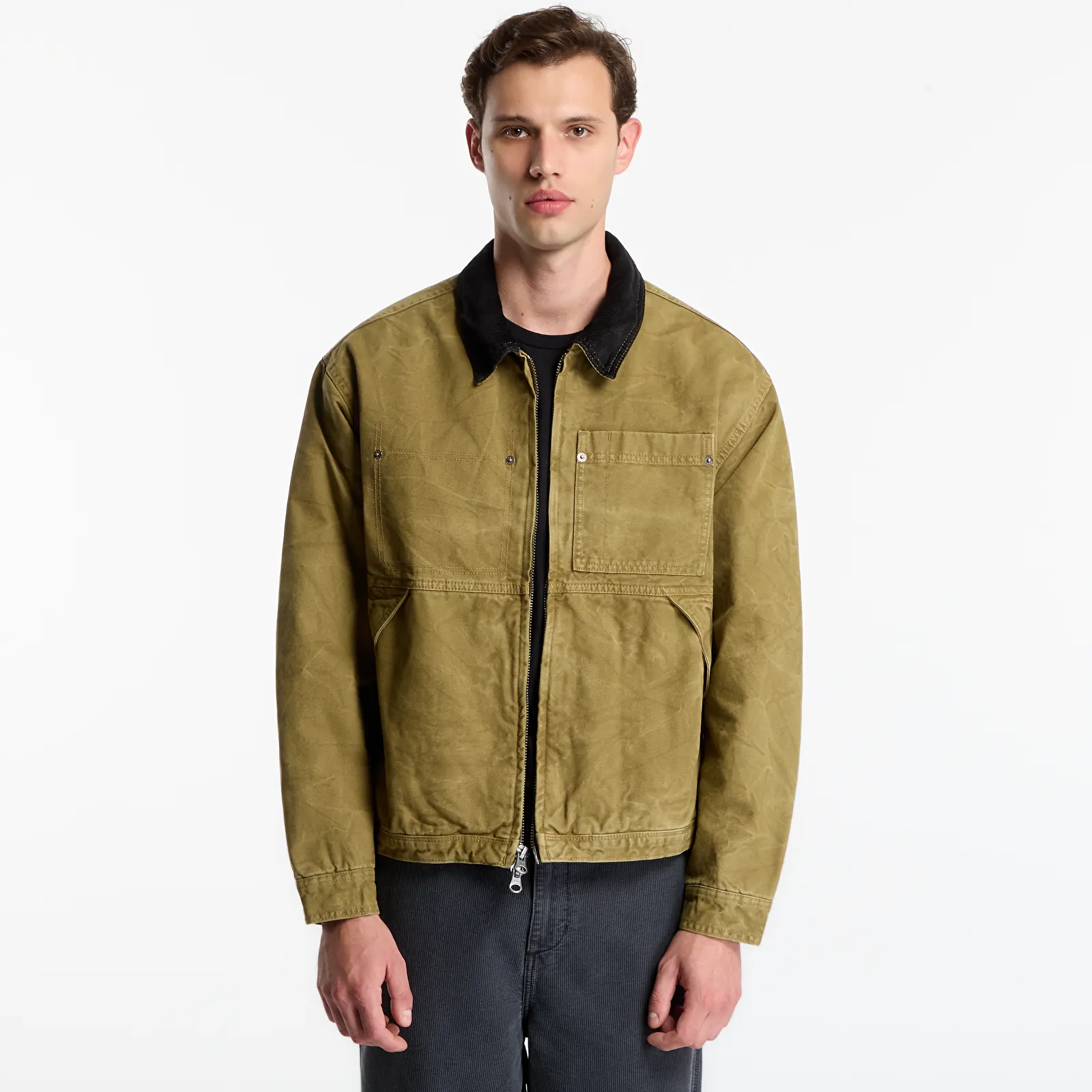 Vestes pour hommes Vans Nico Chore Canvas Jacket Olive Brown