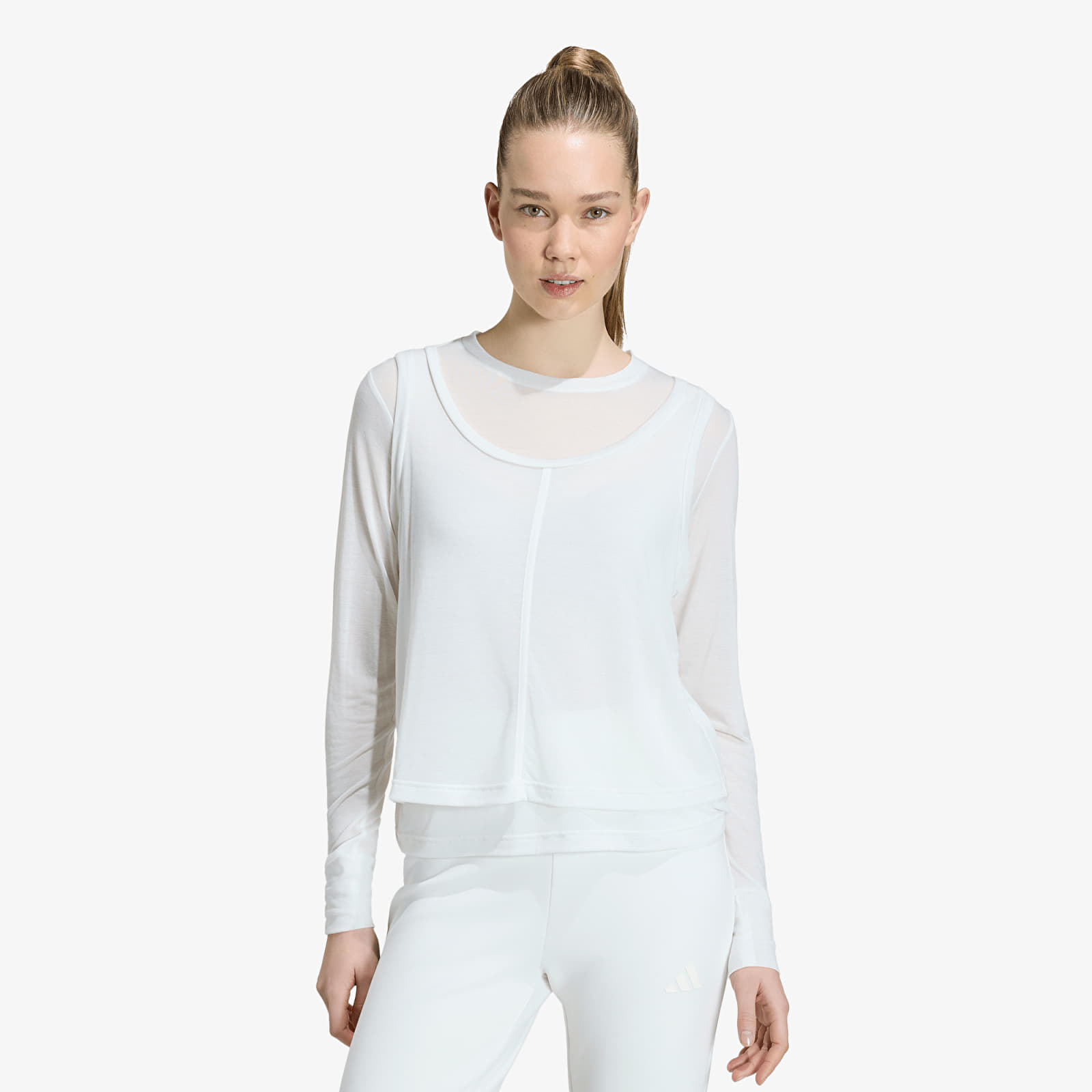 T-shirts adidas Soft Lux Sheer Long-Sleeve Off White