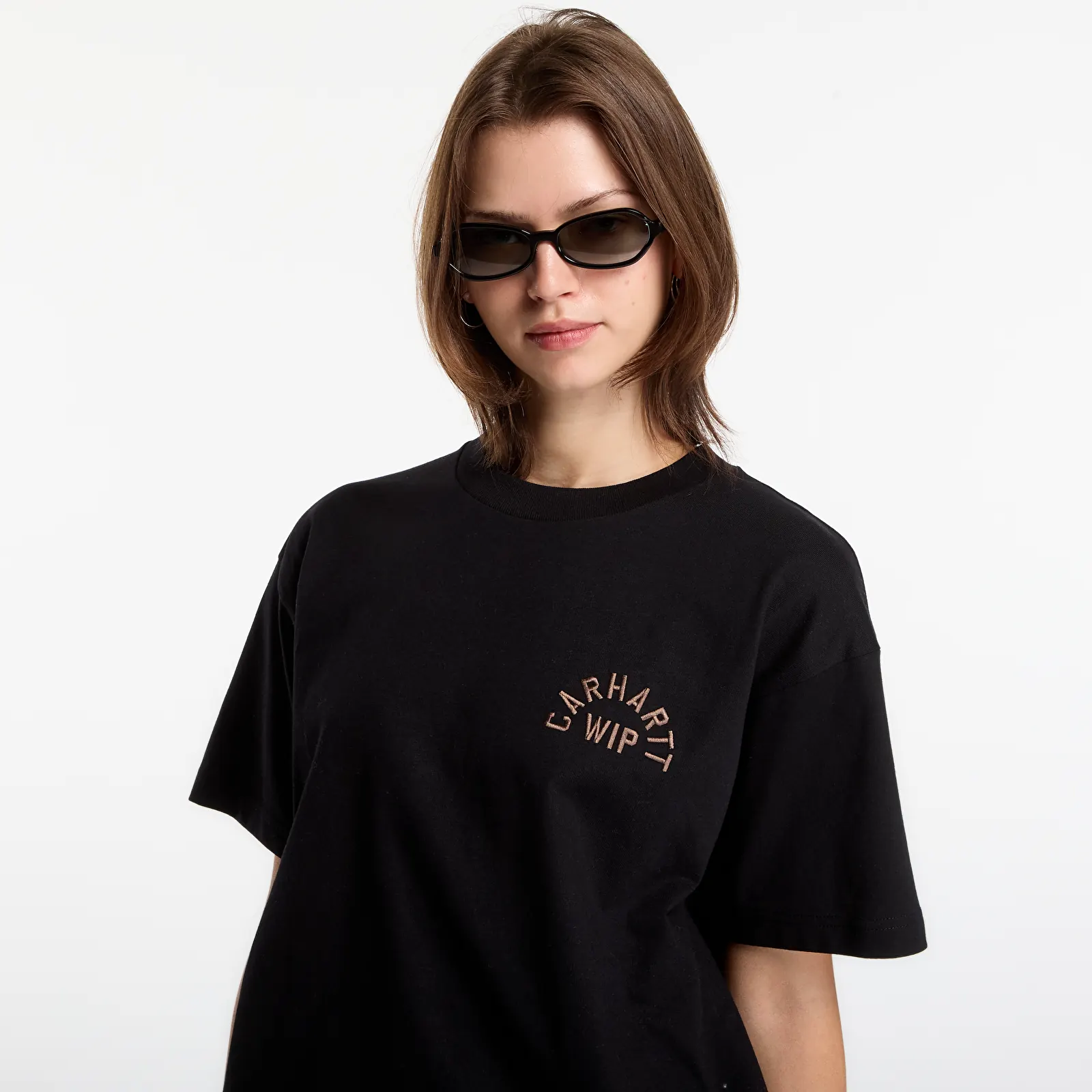 Koszulki Carhartt WIP S/S Arch Script T-Shirt UNISEX Black/ WIP H Brown
