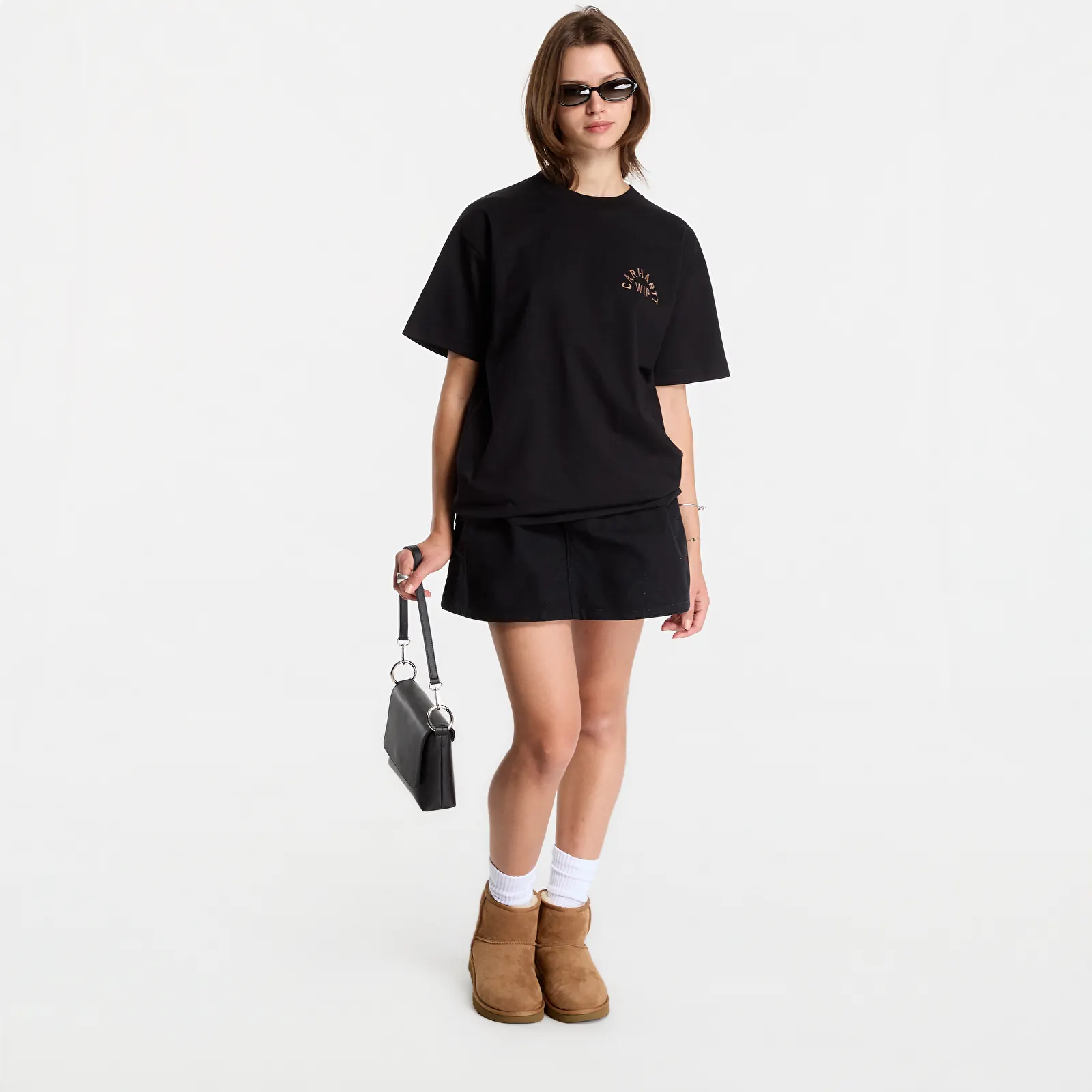 Koszulki Carhartt WIP S/S Arch Script T-Shirt UNISEX Black/ WIP H Brown