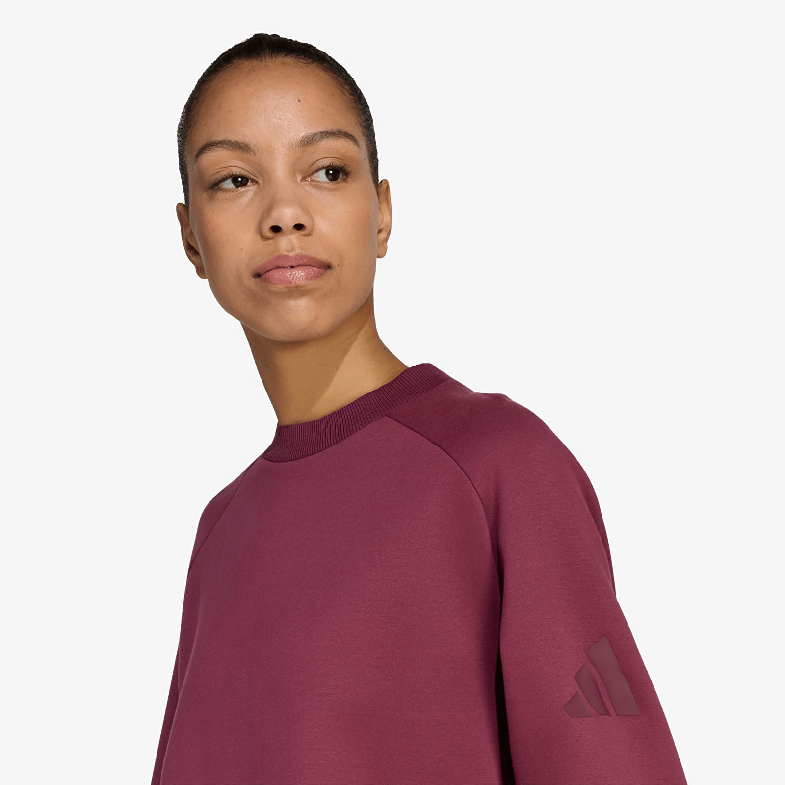 Pulóverek adidas Soft Lux Winter Knit Sweatshirt Maroon