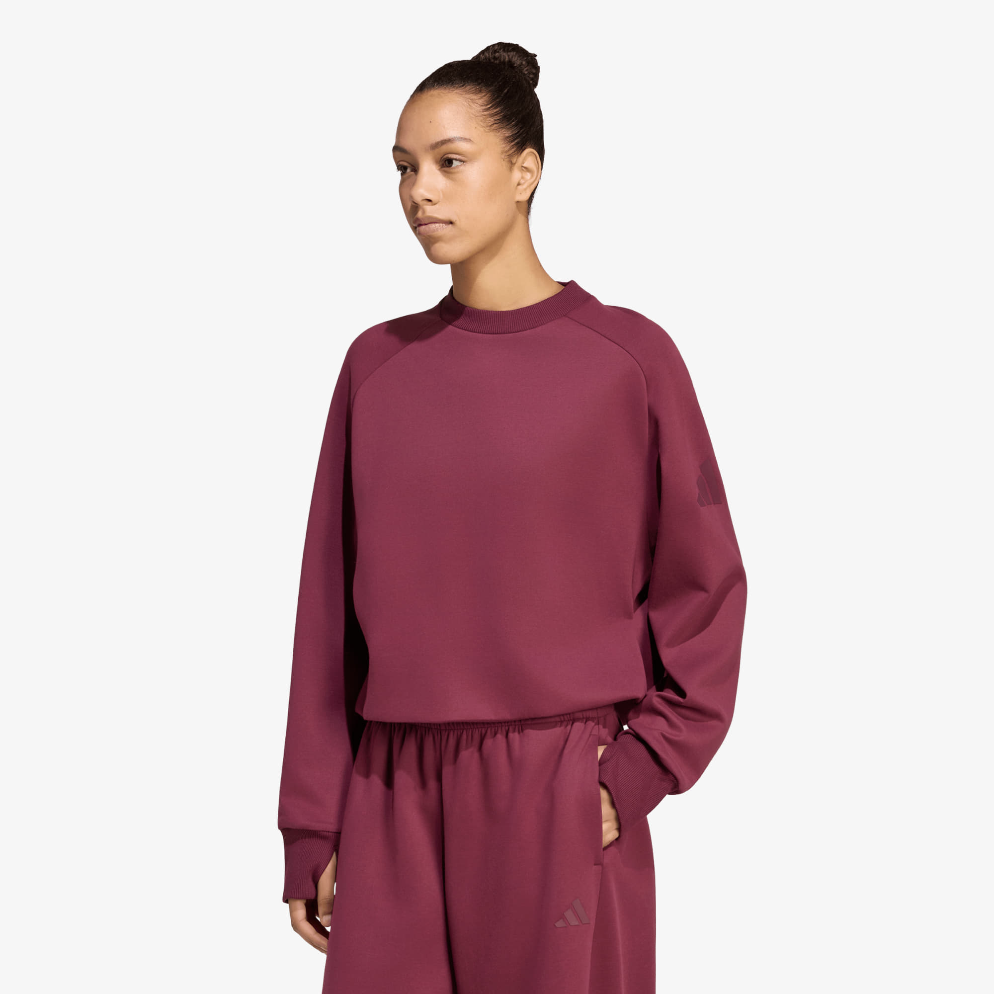Sweater adidas Soft Lux Winter Knit Sweatshirt Maroon L
