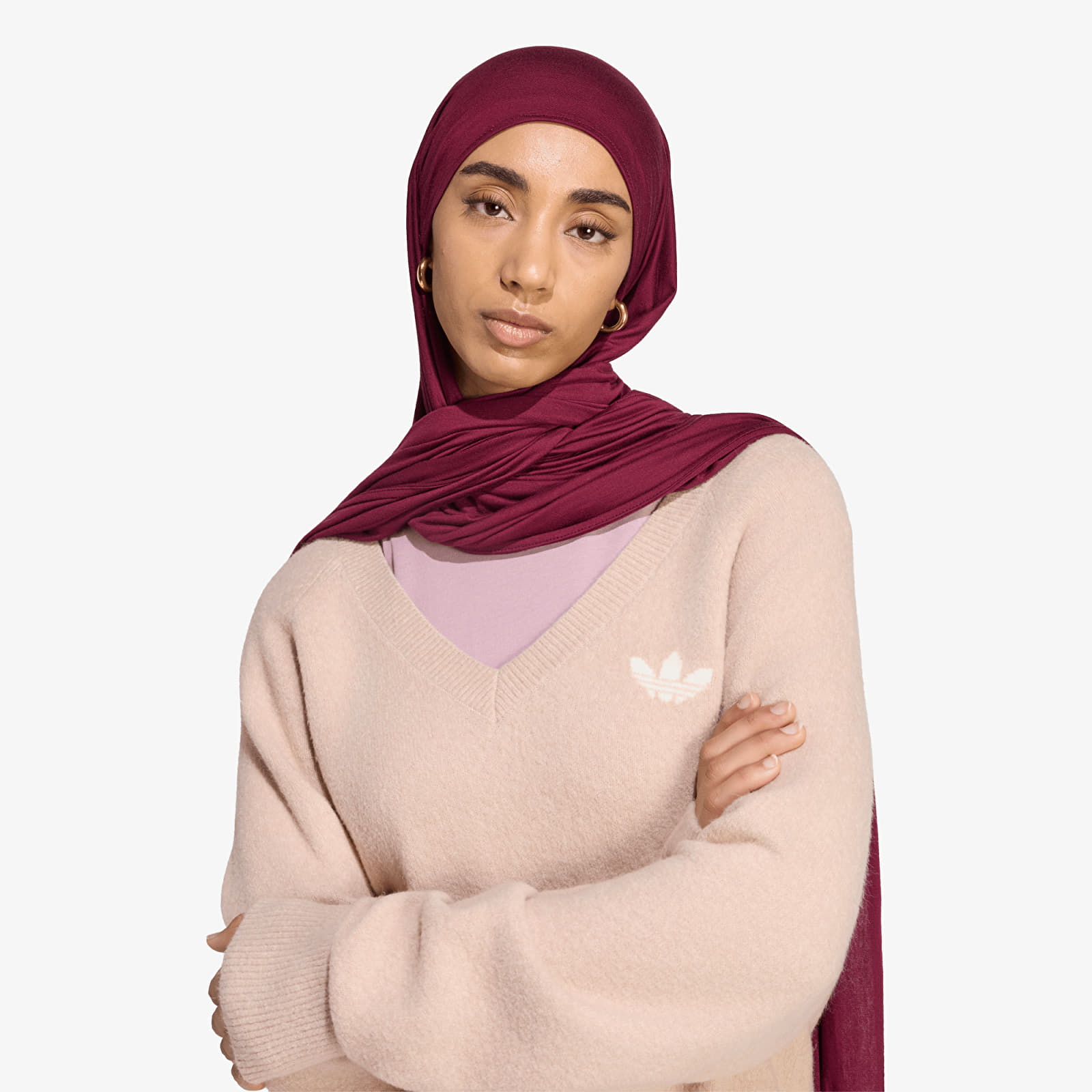 Svetry adidas Essentials Knit V-Neck Sweatshirt Long Sleeve Wonder Taupe