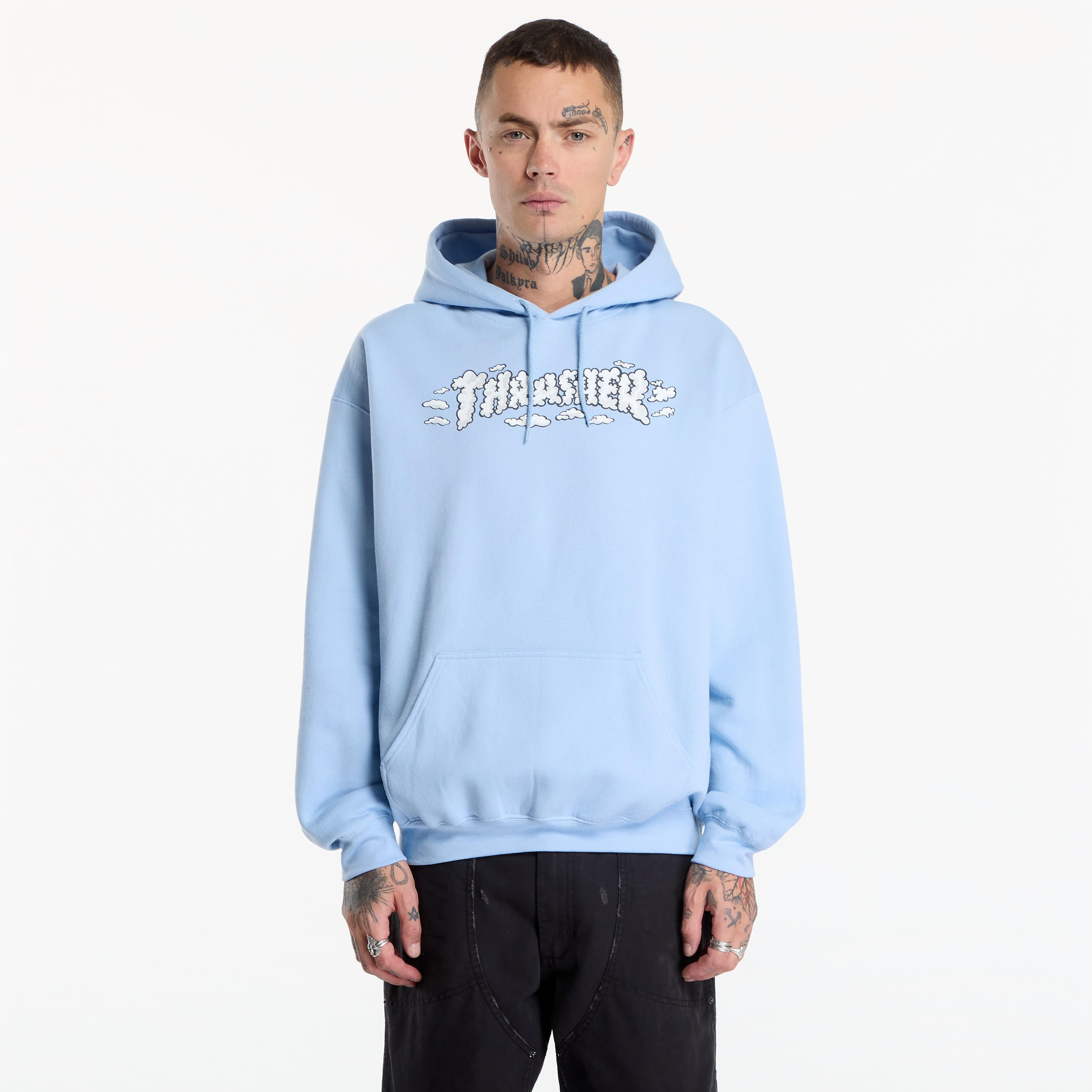Sweatshirt Thrasher Clouds by Spanky Hoodie Light Blue L