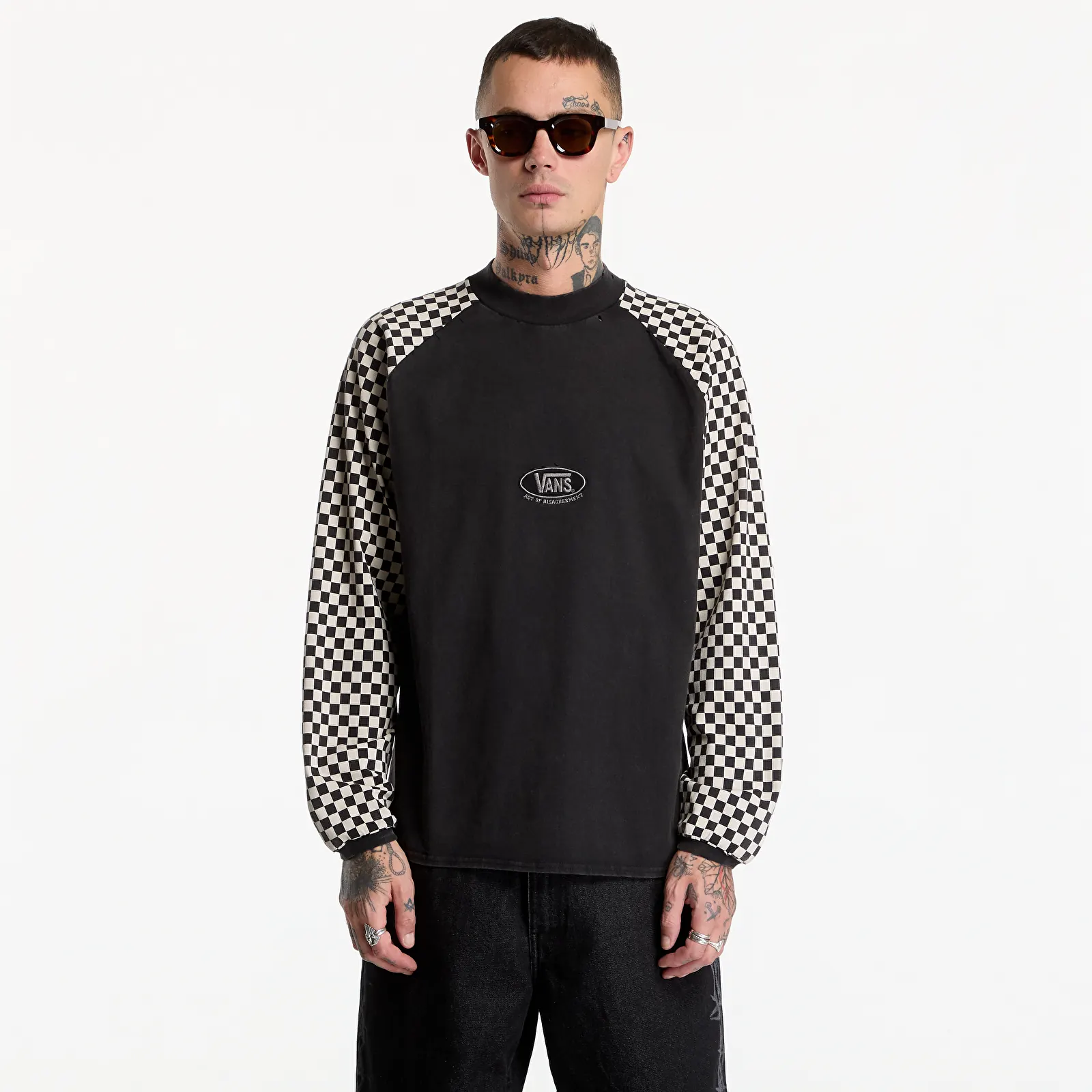 T-paidat Vans A.O.D. Racing Longsleeve T-Shirt Black/White
