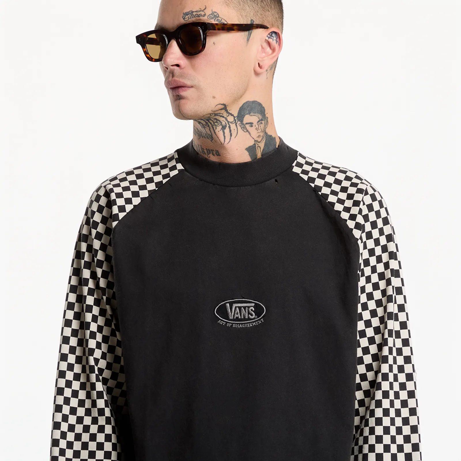 T-paidat Vans A.O.D. Racing Longsleeve T-Shirt Black/White