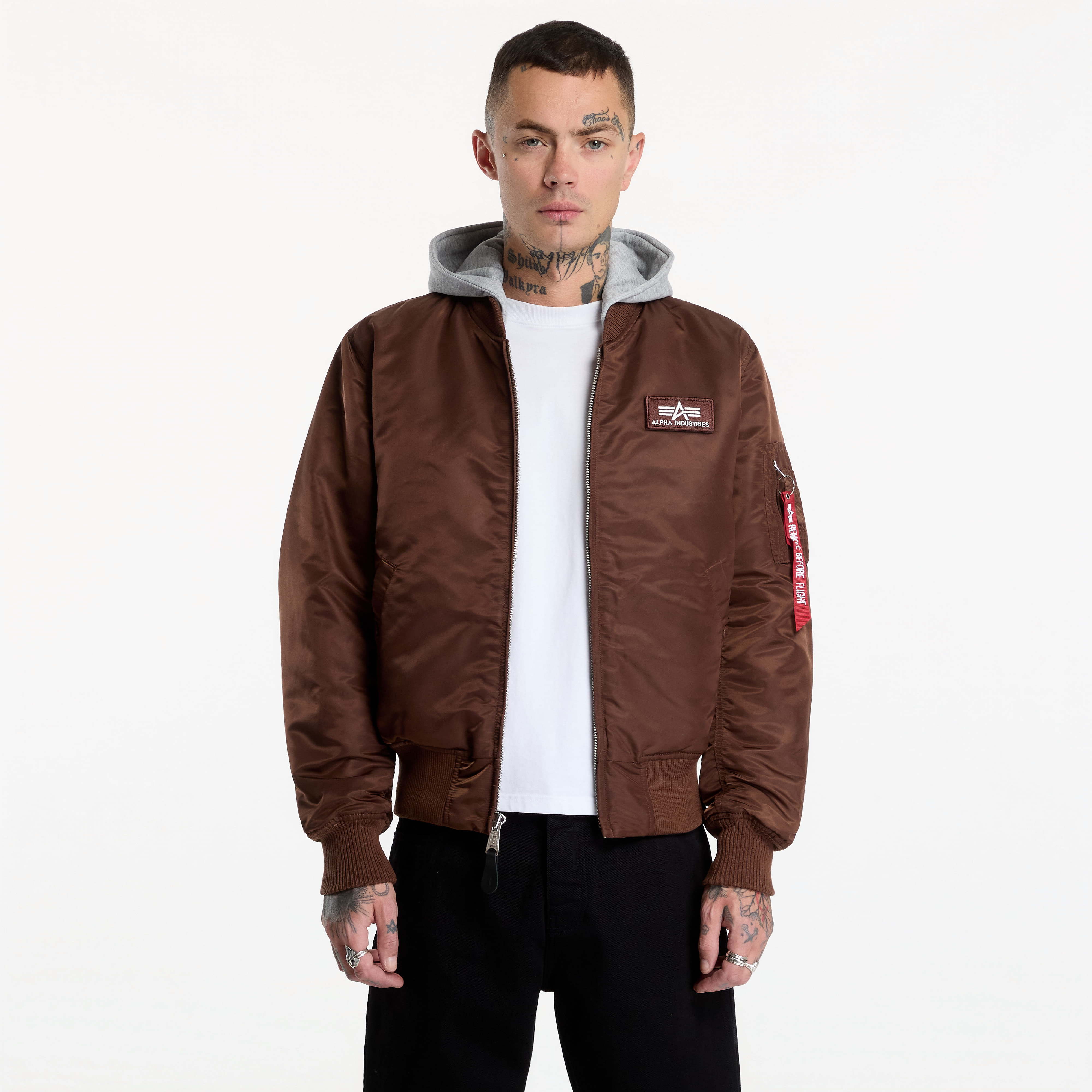Bomber Alpha Industries MA-1 Zip Hood Backprint Powder Brown XXL
