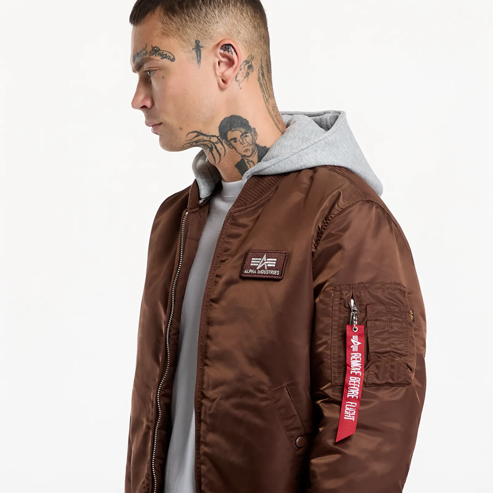 Bomber Jackets Alpha Industries MA-1 Zip Hood Backprint Powder Brown