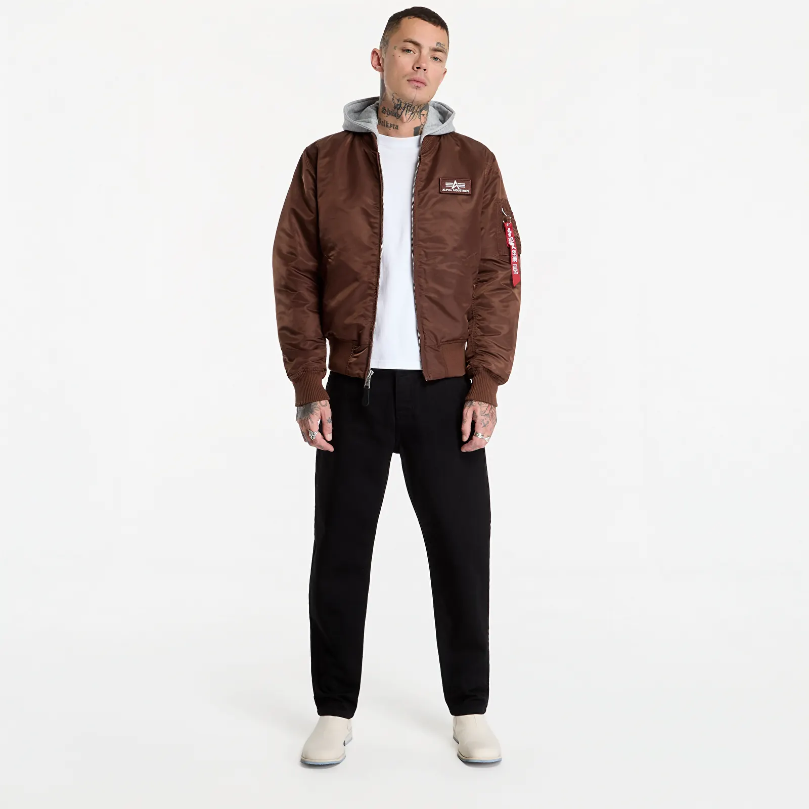Bomber Jackets Alpha Industries MA-1 Zip Hood Backprint Powder Brown
