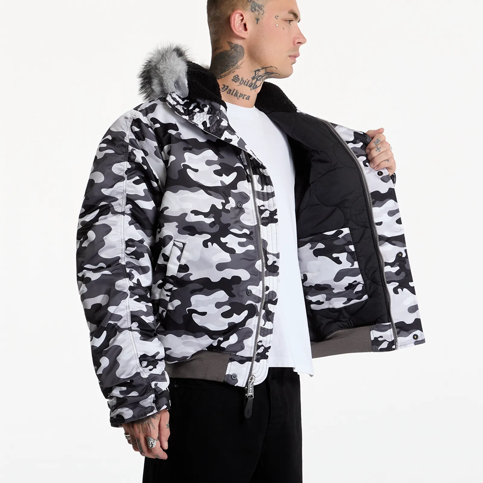 Parki Alpha Industries N-2B Base Camo UV Snowdrift Woodland Camo