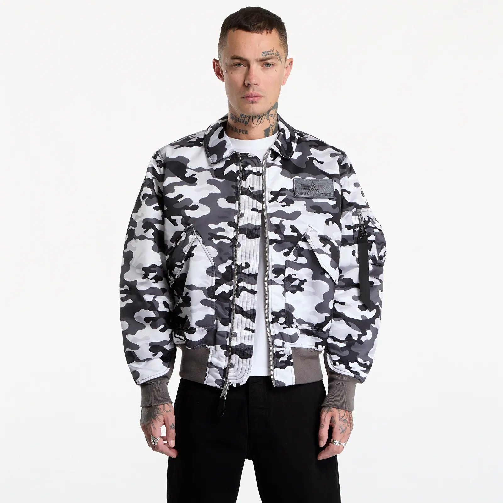 Bomberjakker Alpha Industries CWU-45/P Base Camo UV Snowdrift Woodland Camo