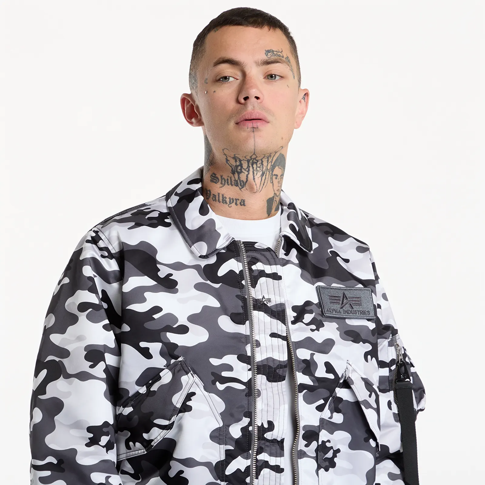 Bomberjakker Alpha Industries CWU-45/P Base Camo UV Snowdrift Woodland Camo