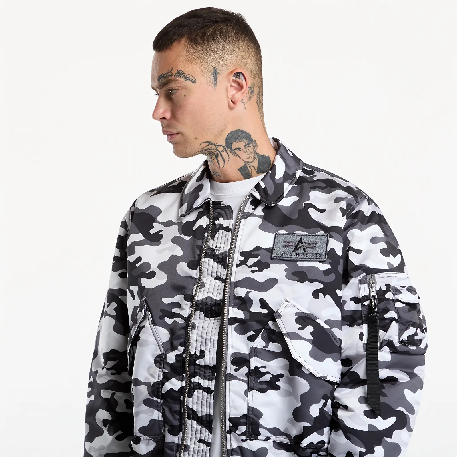 Bomberjakker Alpha Industries CWU-45/P Base Camo UV Snowdrift Woodland Camo