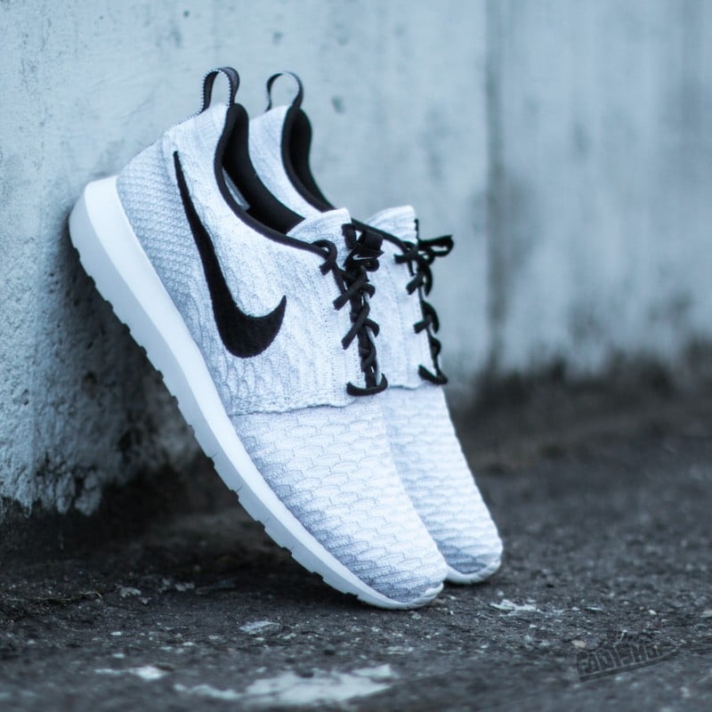 Men s shoes Nike Flyknit Rosherun White Black Wolf Grey Pure Platinum Footshop