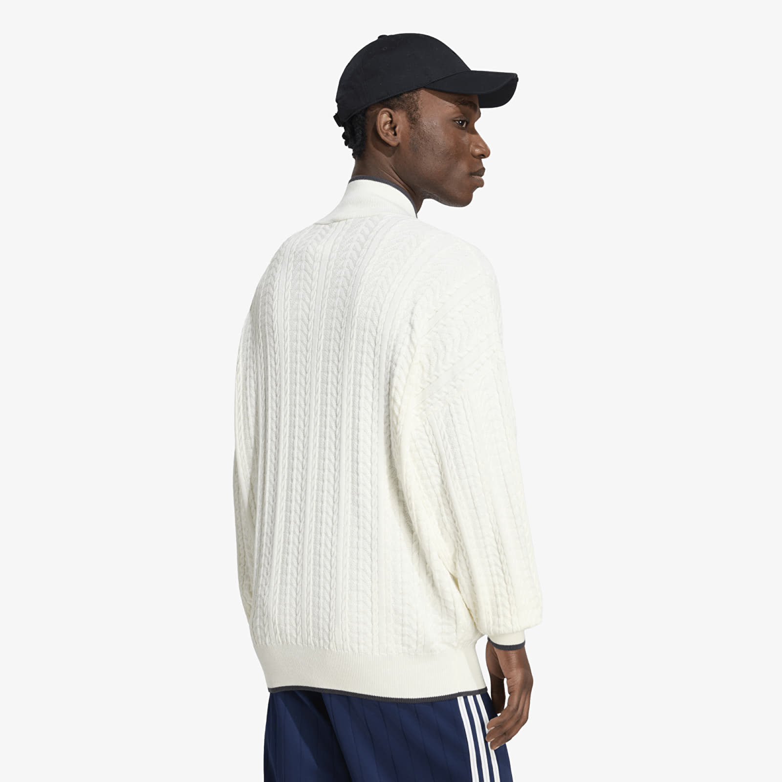 Cardigany adidas Firebird Cable Knit Track Top Cloud White
