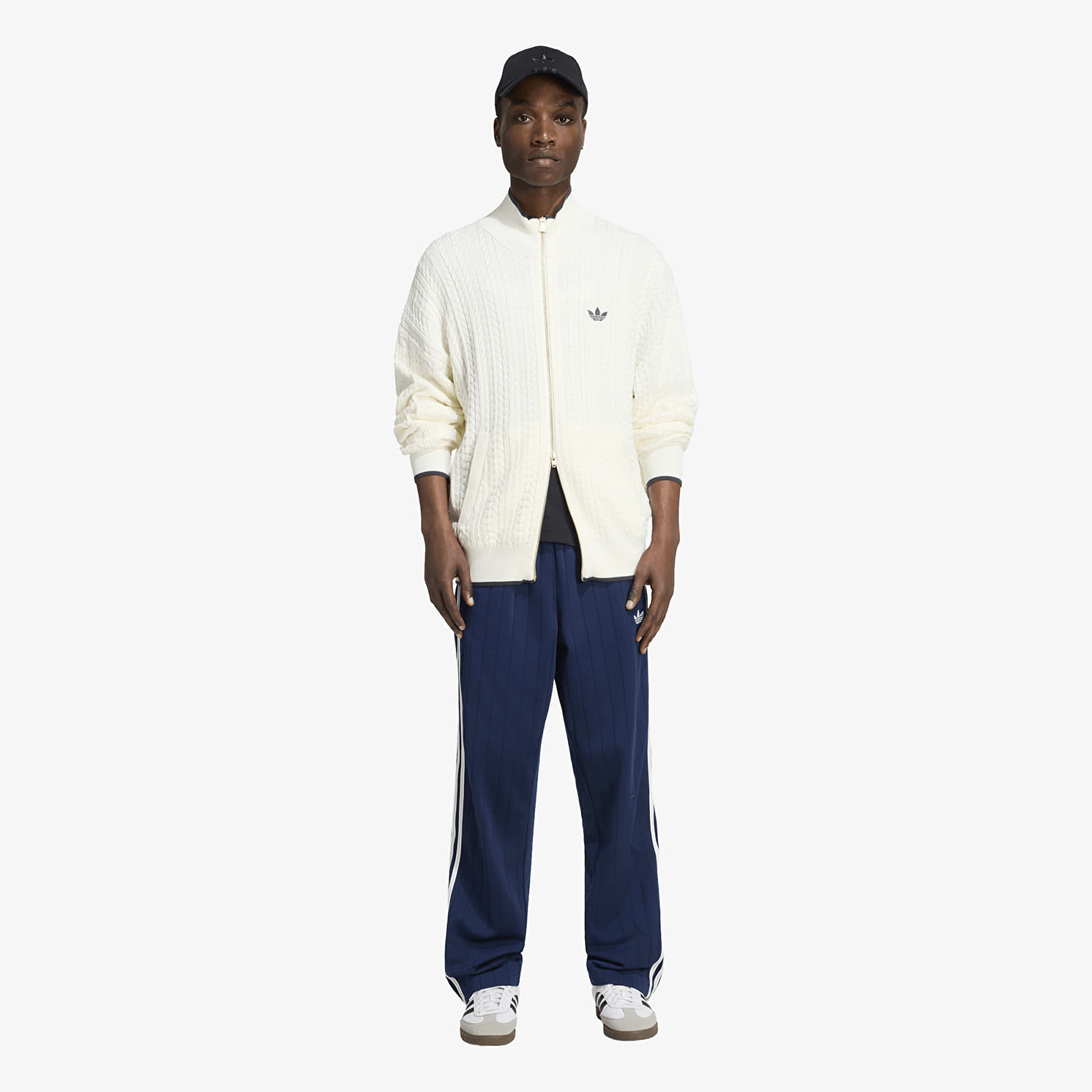 Cardigany adidas Firebird Cable Knit Track Top Cloud White