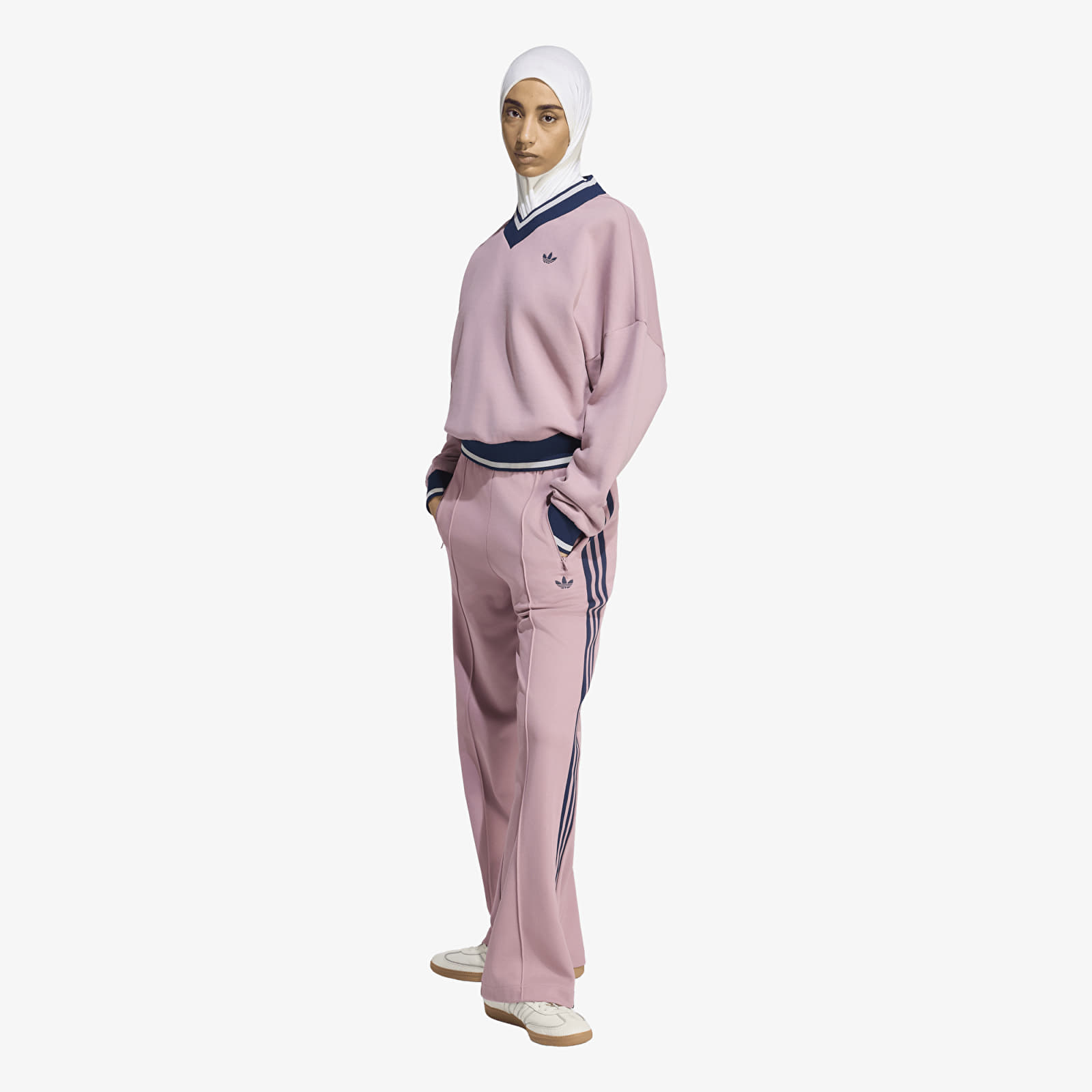 Sweats à capuche femme adidas Engineered Rib Crew Magic Mauve/ Night Indigo/ Grey Two