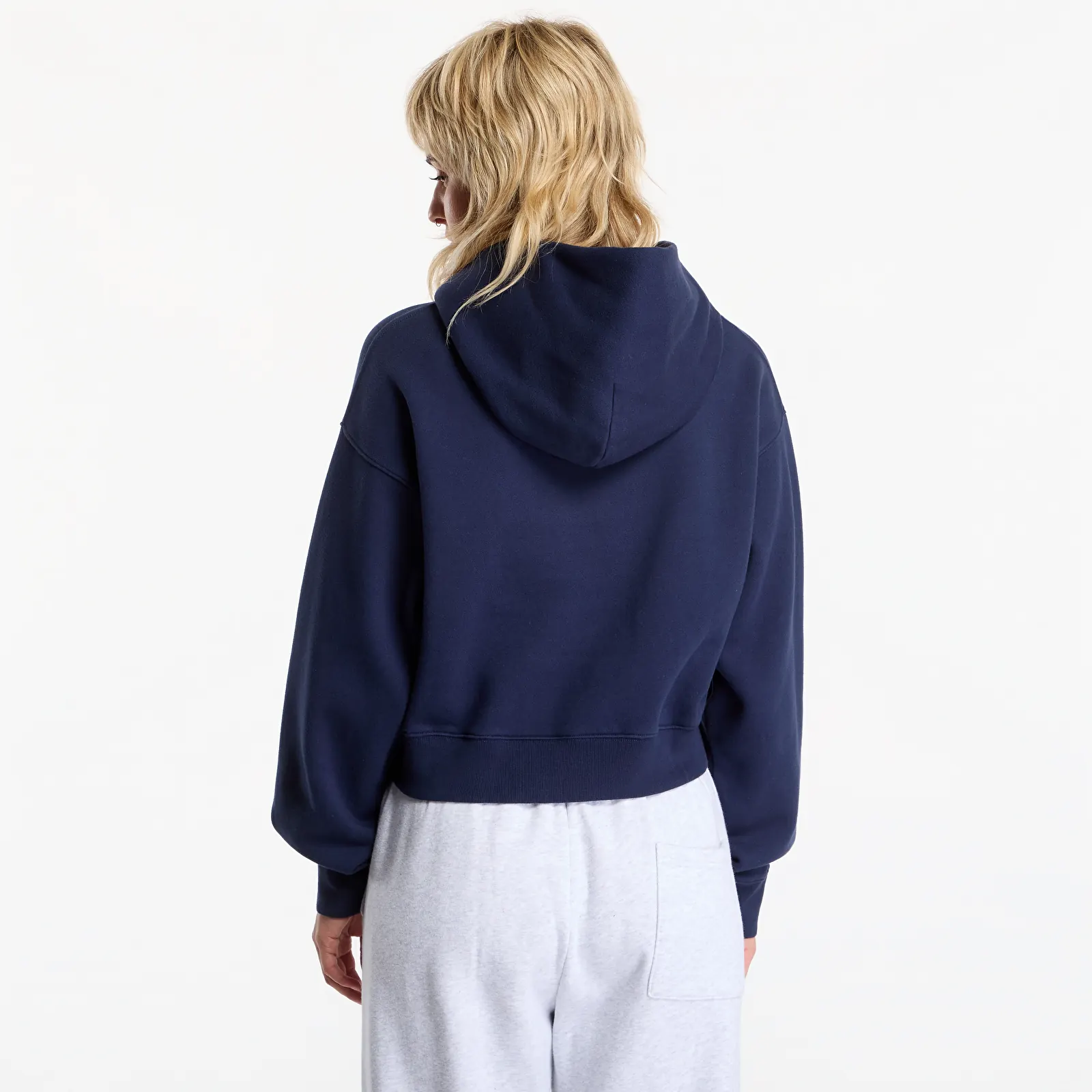 Sweatjacken und Sweatshirts Sporty & Rich Serif Logo Embroidered Cropped Hoodie Dark Navy