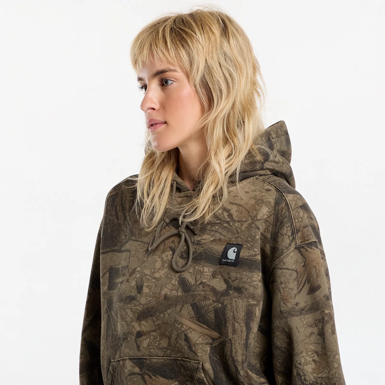 Hoodies and sweatshirts  Carhartt WIP Hooded Feather Tree Sweat UNISEX Camo Feather Tree, Khaki/ Shungite Garment Dyed