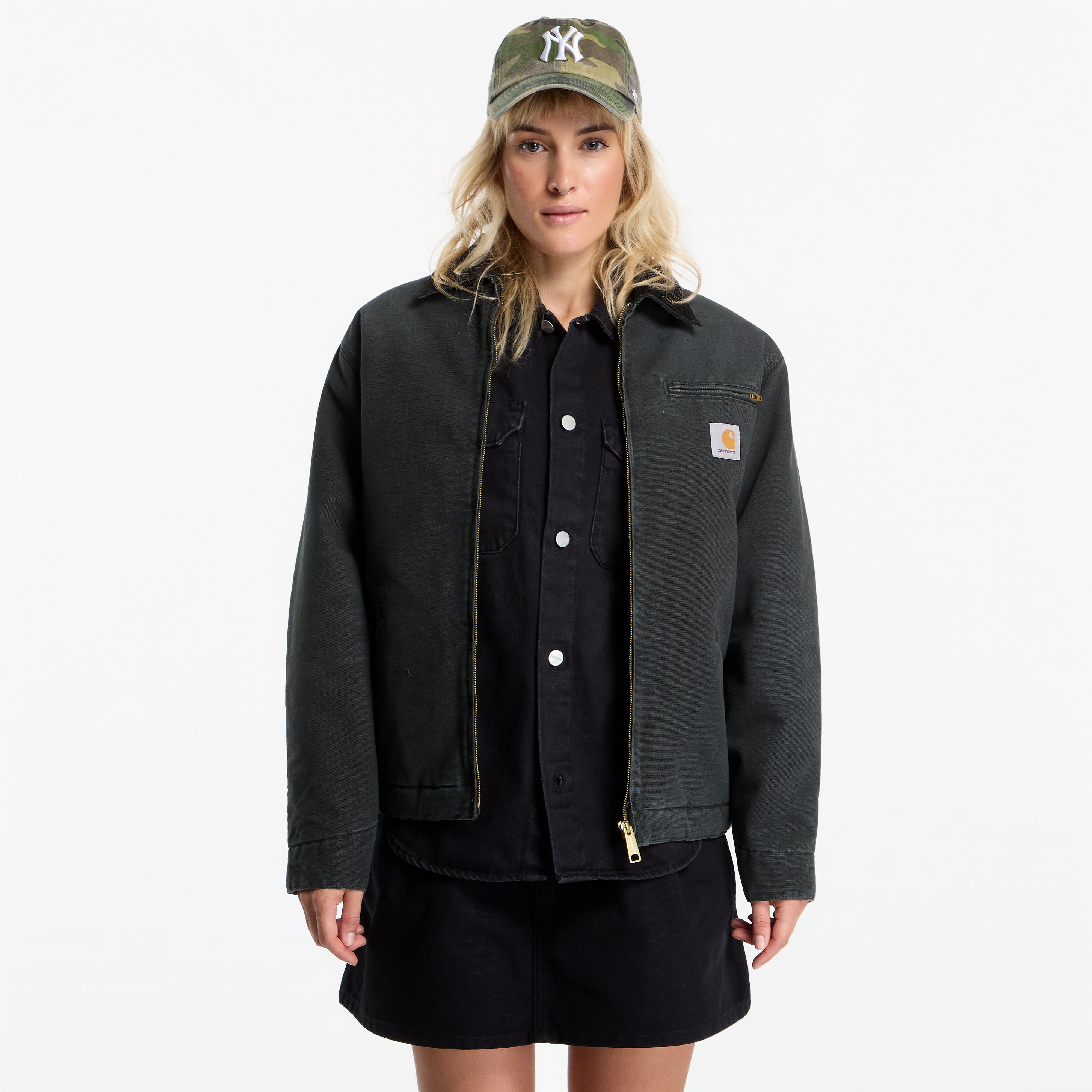 Jakke Carhartt WIP OG Detroit Jacket UNISEX Raven/ Black Stone Canvas XXL