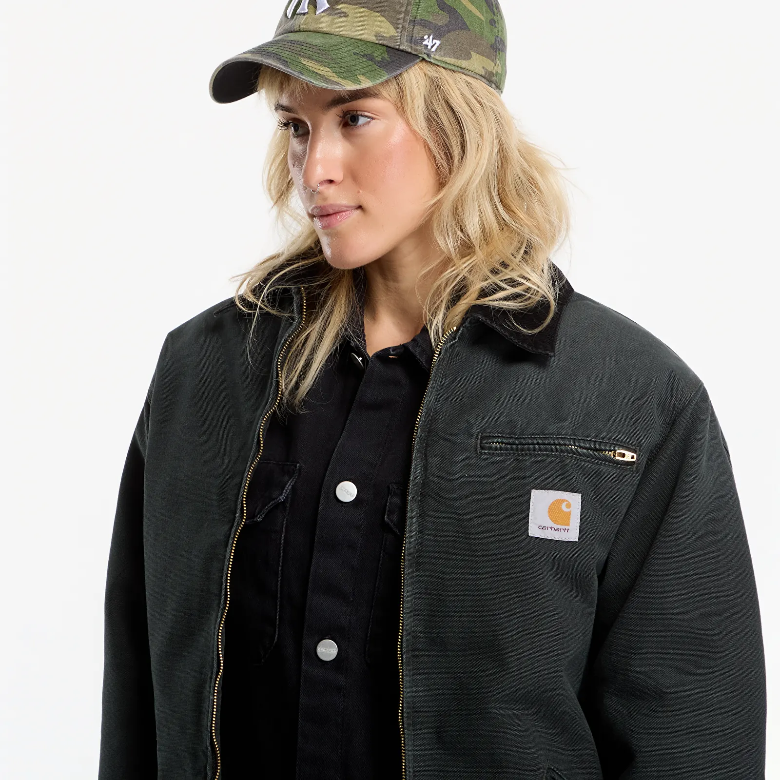 Bundy Carhartt WIP OG Detroit Jacket UNISEX Raven/ Black Stone Canvas