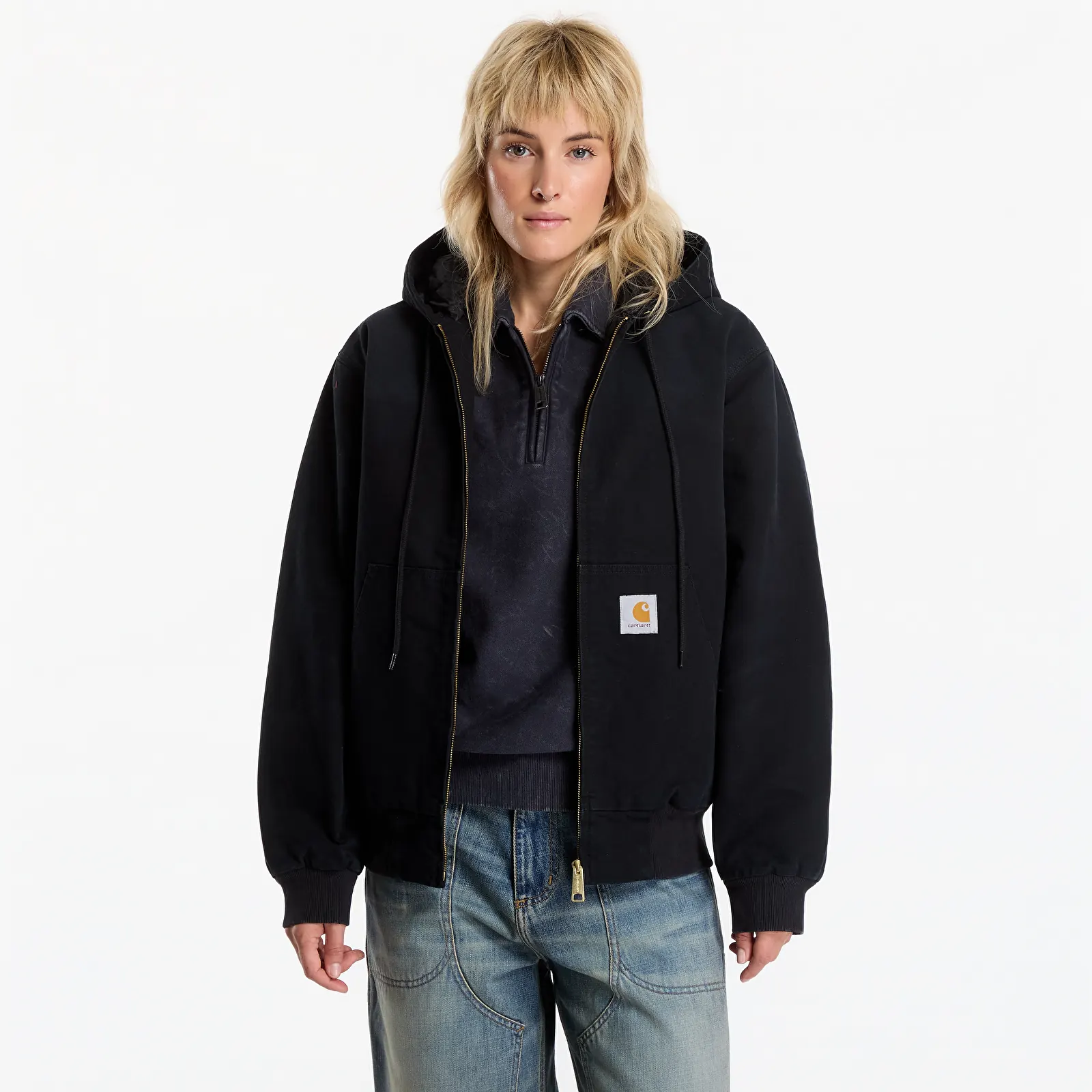 Kurtki Carhartt WIP OG Active Jacket UNISEX Black Stone Canvas