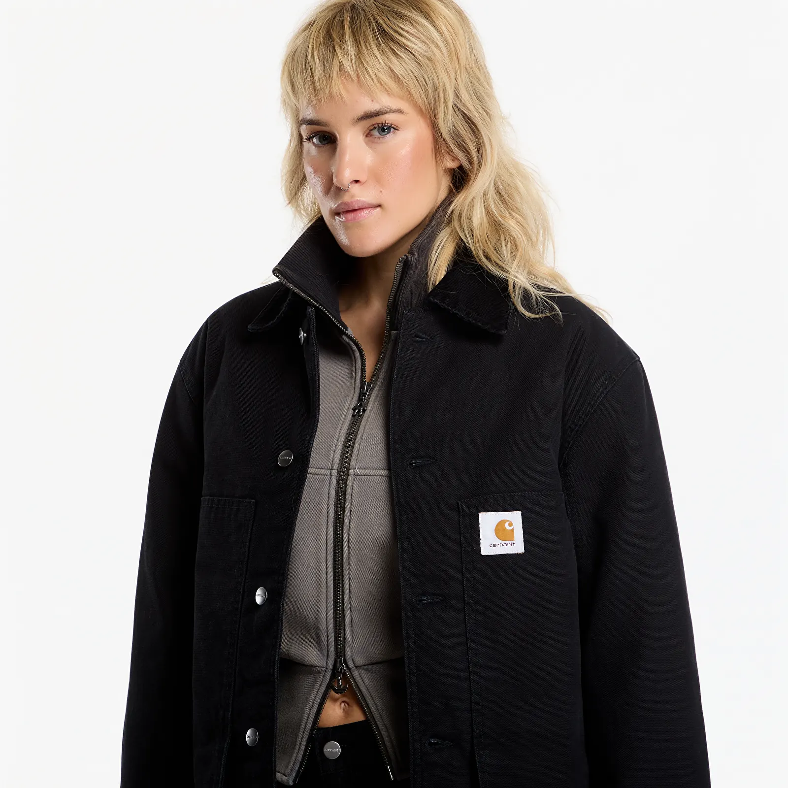 Kabátok Carhartt WIP Lander Coat UNISEX Black/ Black Stone Washed