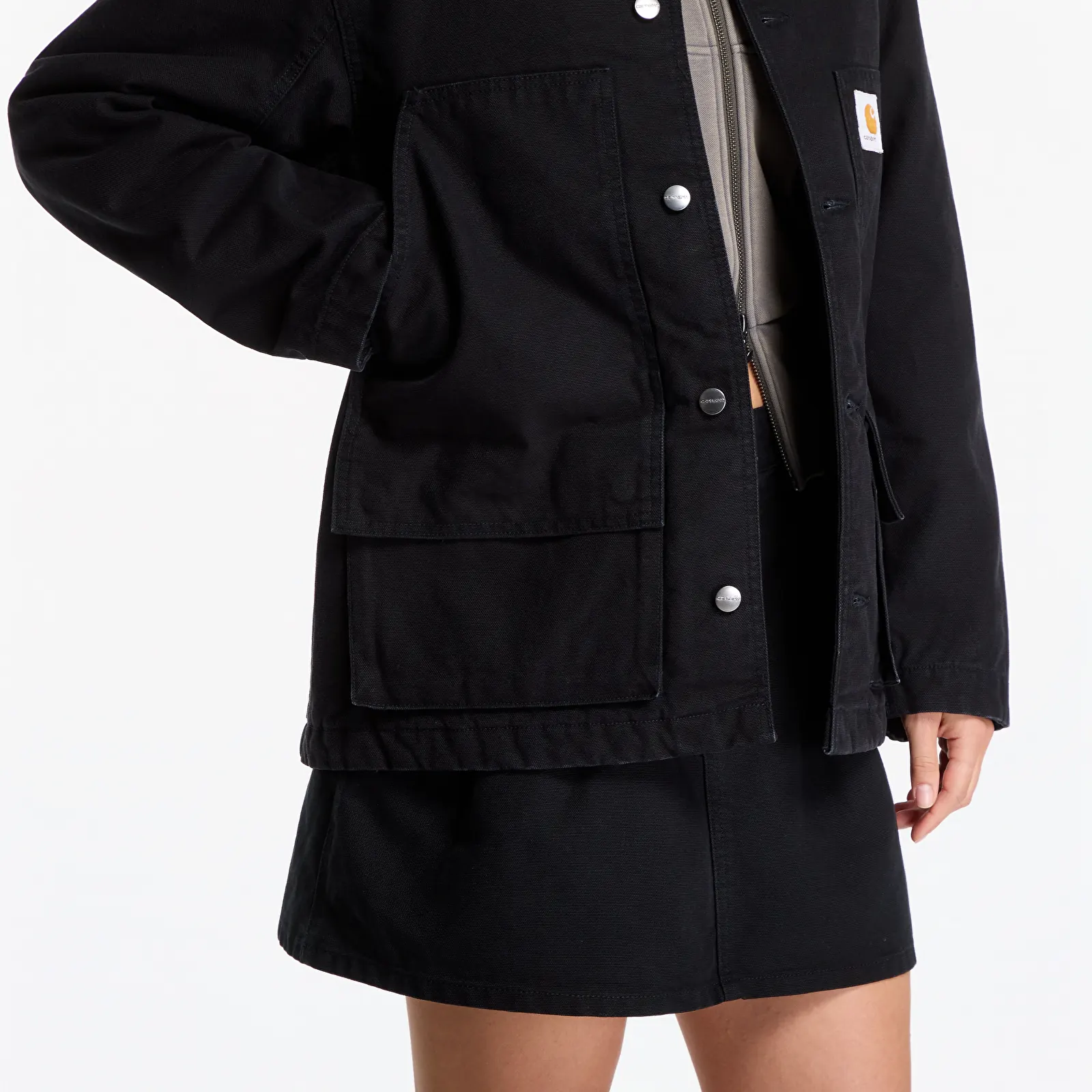 Kabátok Carhartt WIP Lander Coat UNISEX Black/ Black Stone Washed