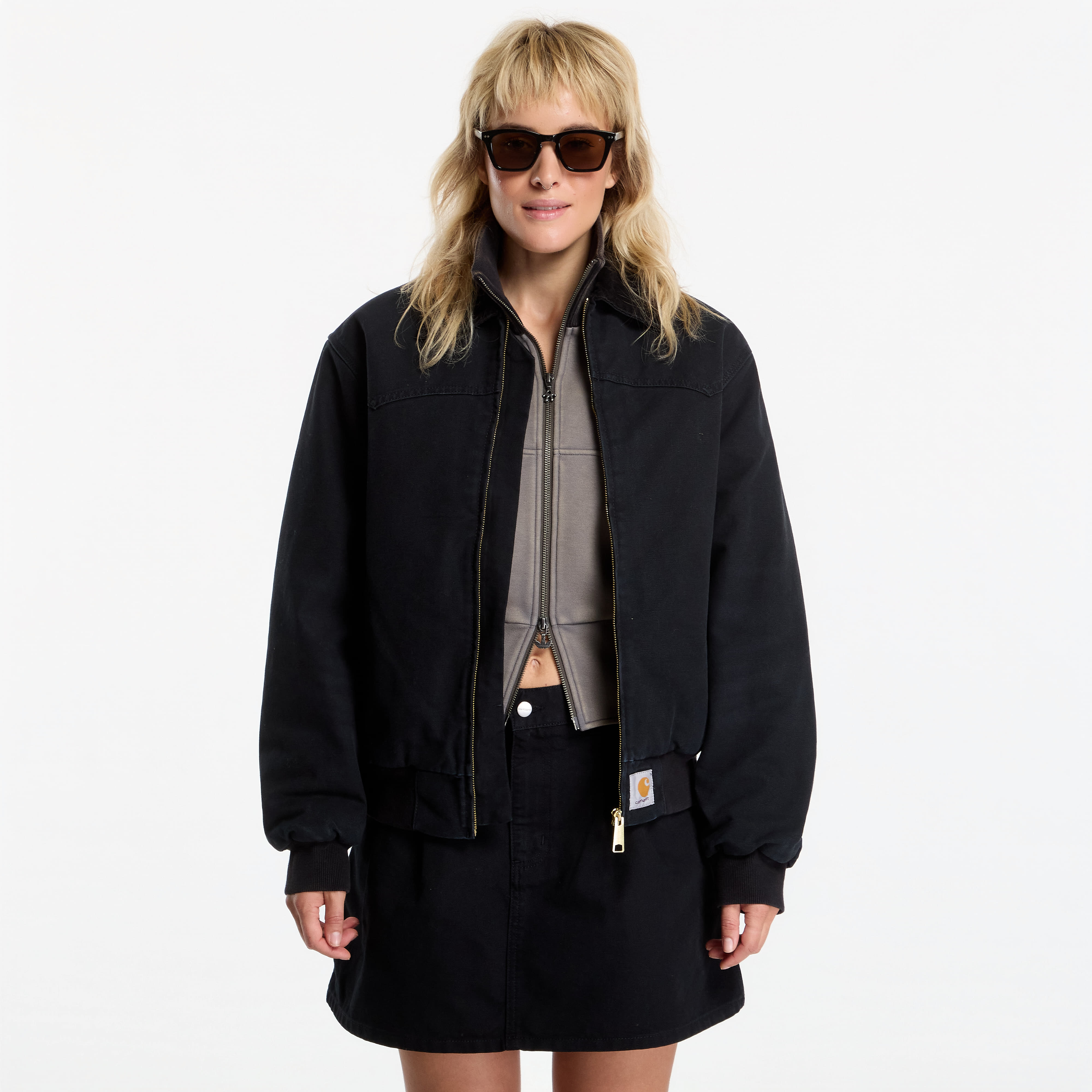 Jakke Carhartt WIP OG Santa Fe Jacket UNISEX Black/ Black Stone Canvas XXL