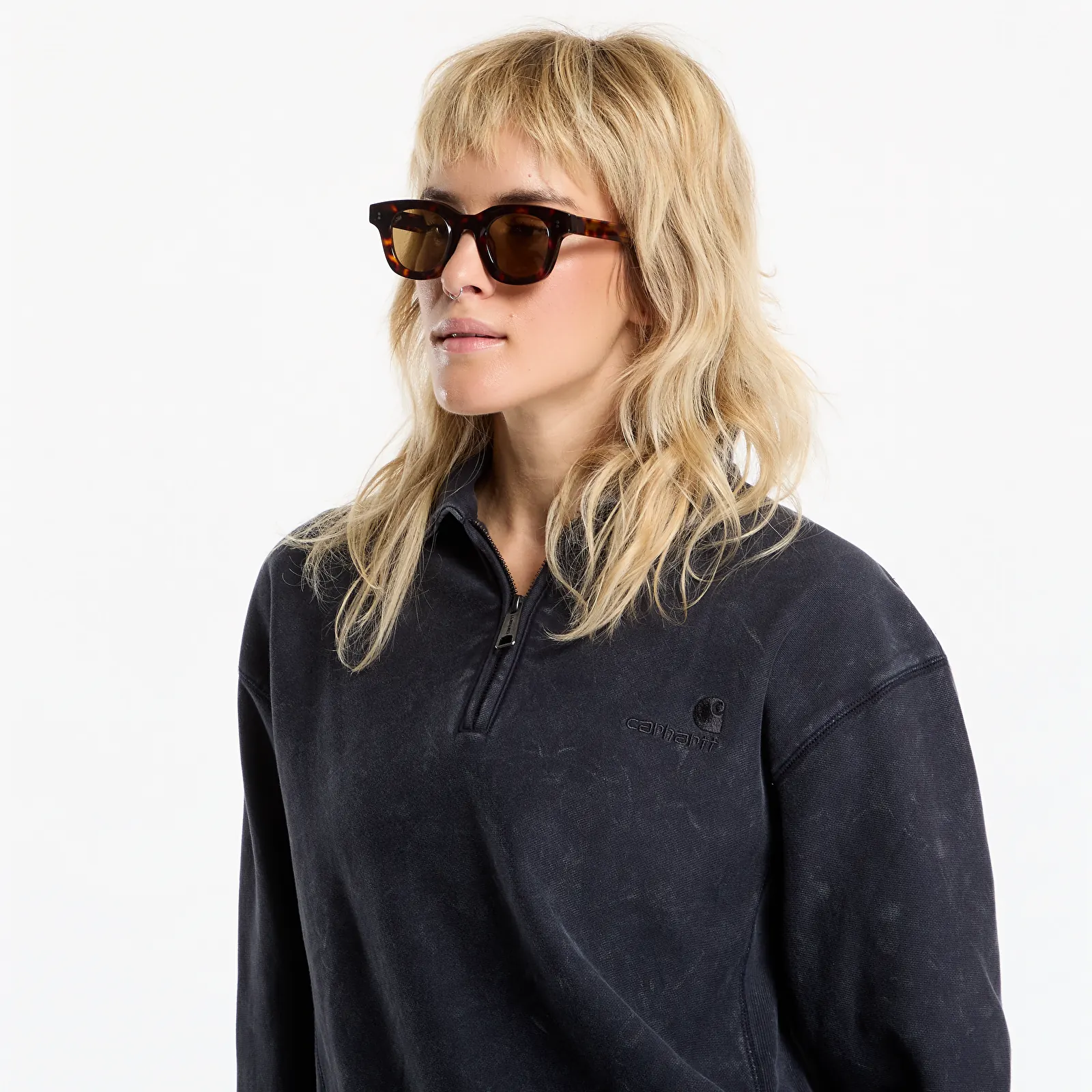 Mikinas ar kapuci un sporta krekli Carhartt WIP Lambert Polo Sweat Black Moon Wash