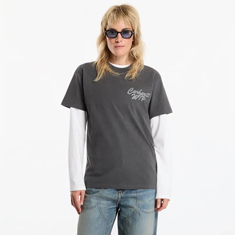 Majica Carhartt WIP S/S Hatching Script T-Shirt UNISEX Black Garment Dyed