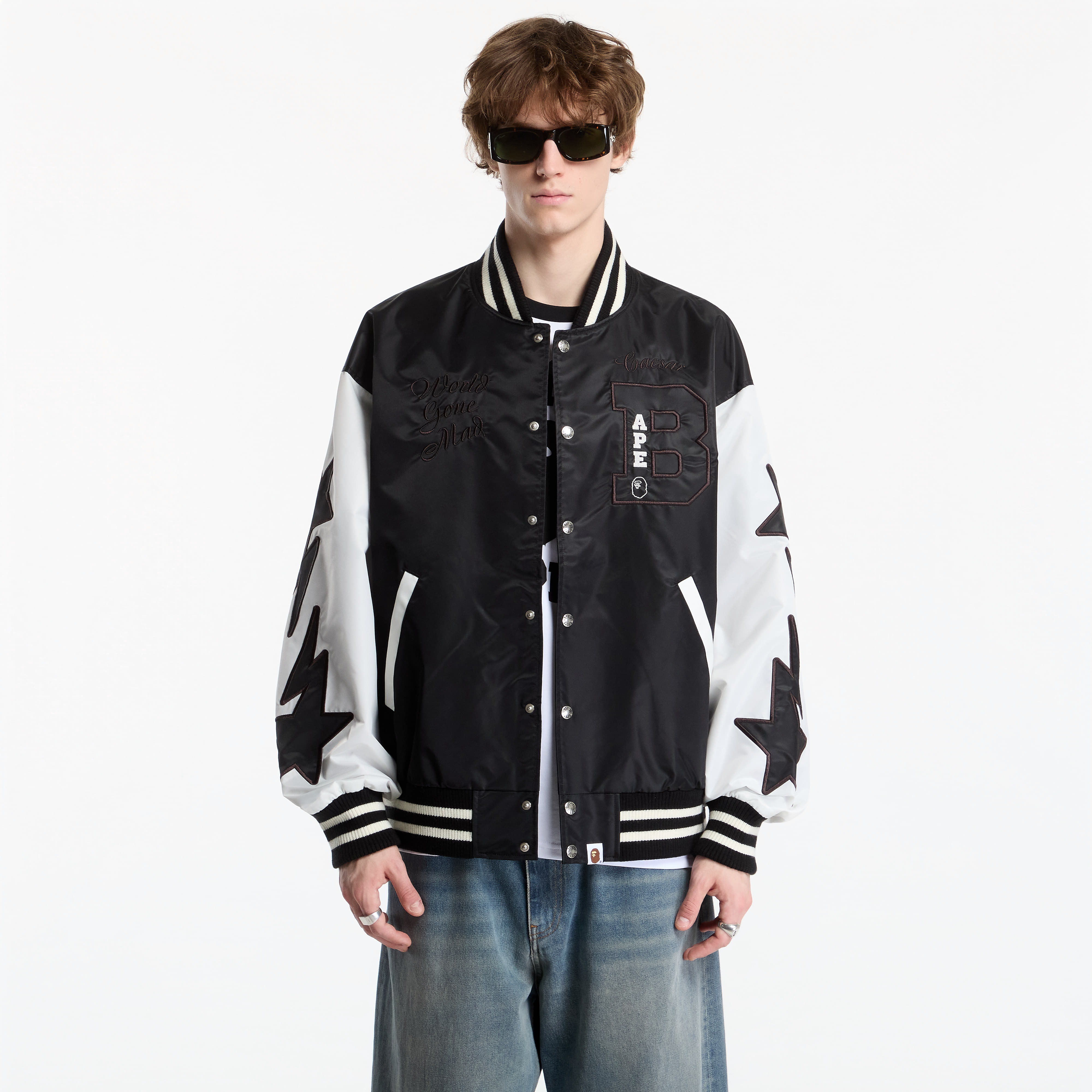 Bomber A Bathing Ape Bape Nylon Varsity Jacket UNISEX Black L