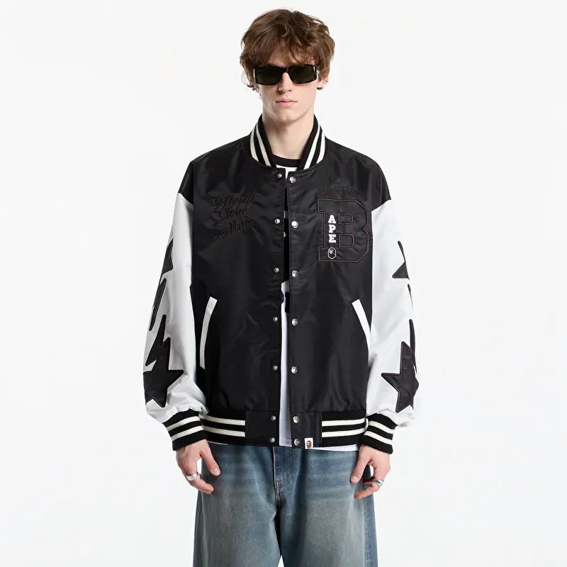 Bomber A Bathing Ape Bape Nylon Varsity Jacket UNISEX Black