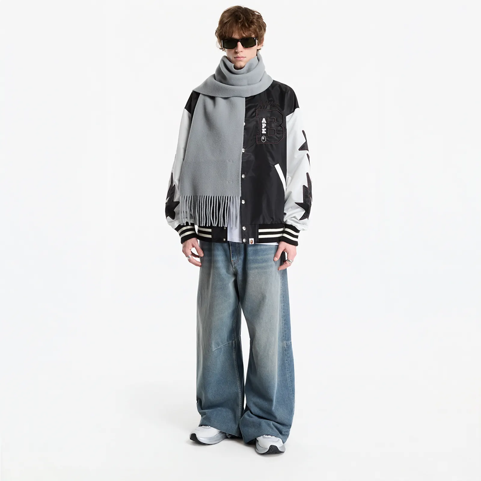Bomber Jackets A Bathing Ape Bape Nylon Varsity Jacket UNISEX Black
