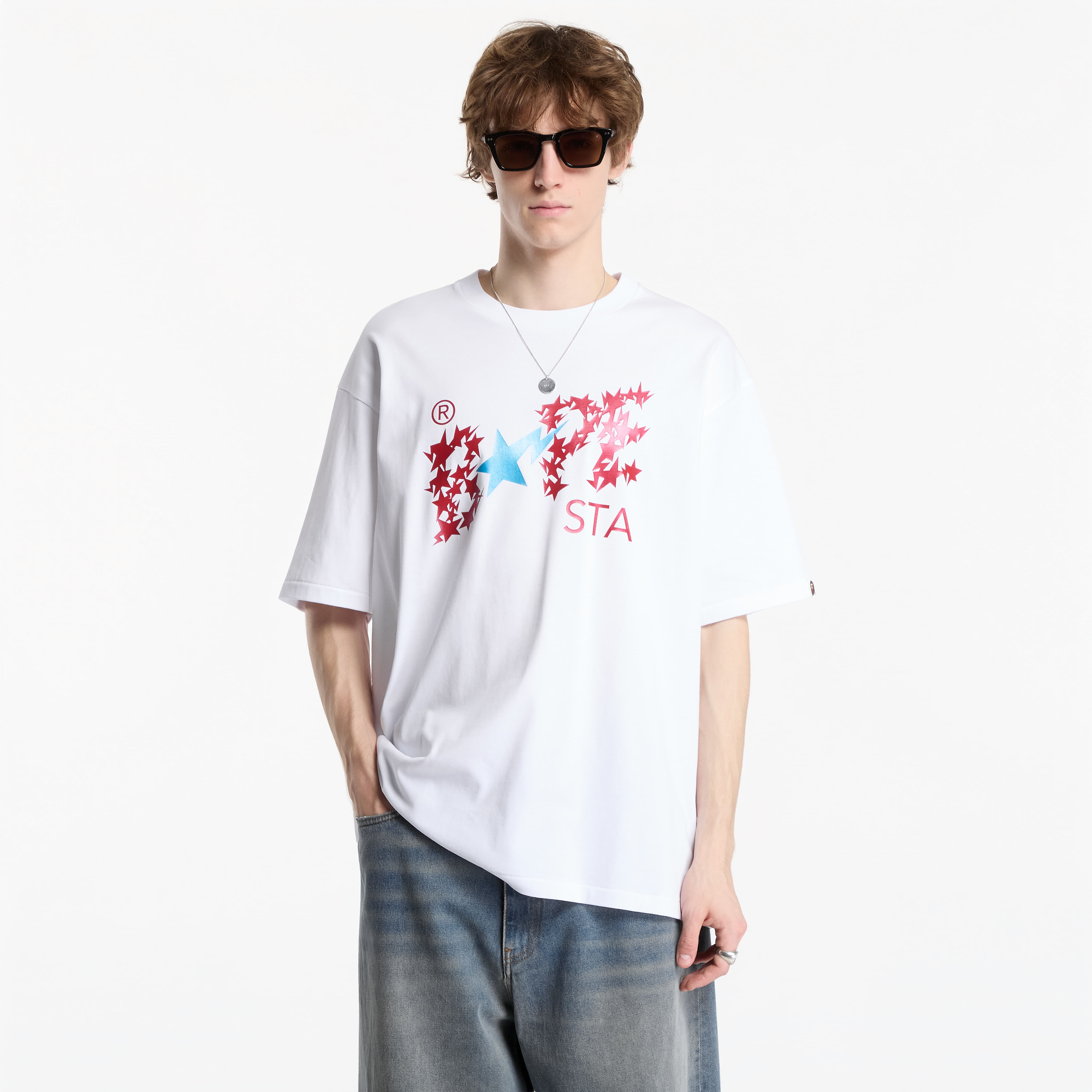 Тениска A Bathing Ape Metallic Bape Sta Logo Relaxed Fit Tee UNISEX White L