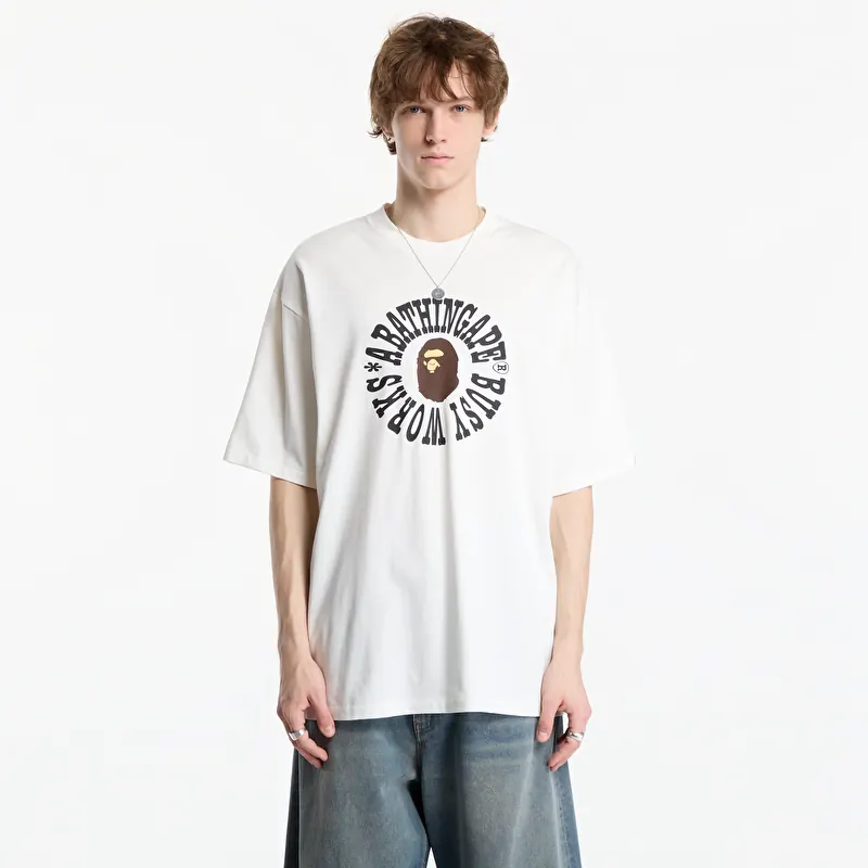 A Bathing Ape Busy Works Logo Relaxed Fit Tee UNISEX Ivory