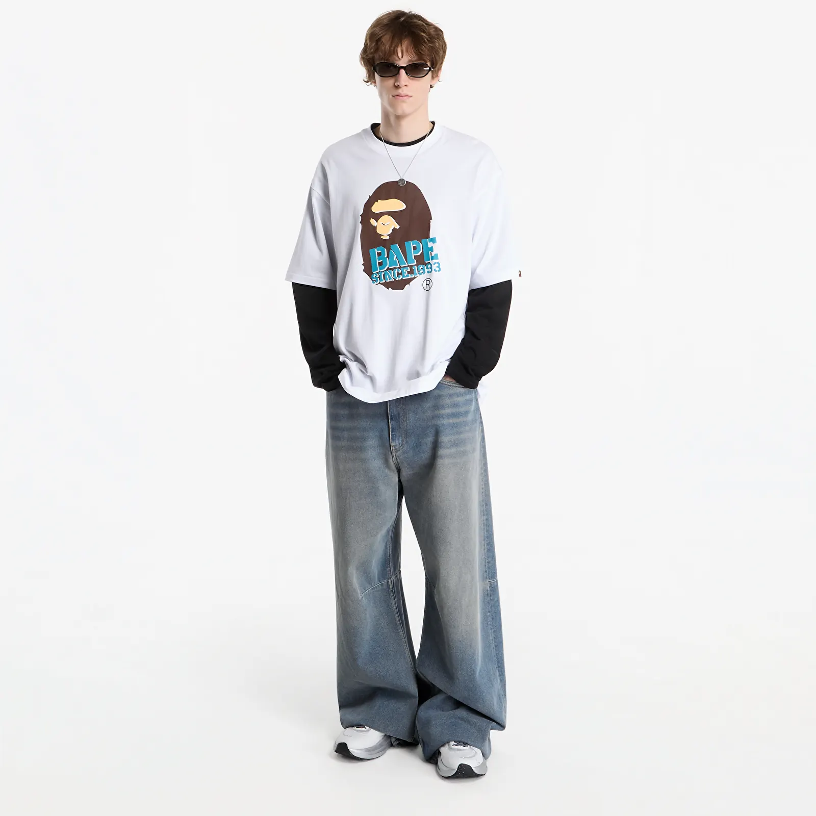 Magliette A Bathing Ape Stencil Font Ape Head Relaxed Fit Tee UNISEX White